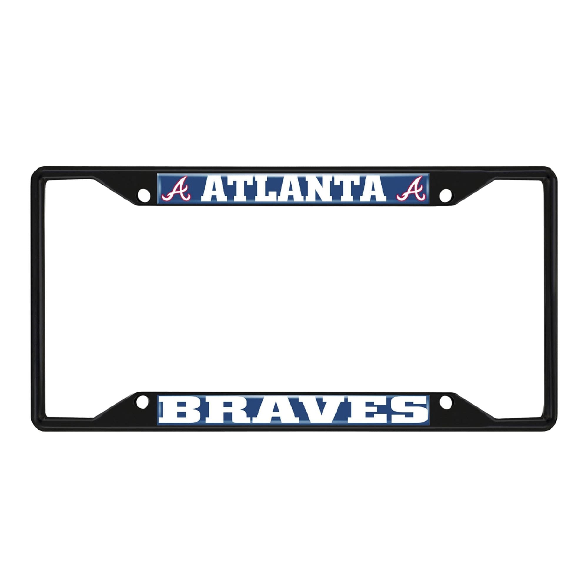 Atlanta Braves Metal License Plate Frame Black Finish