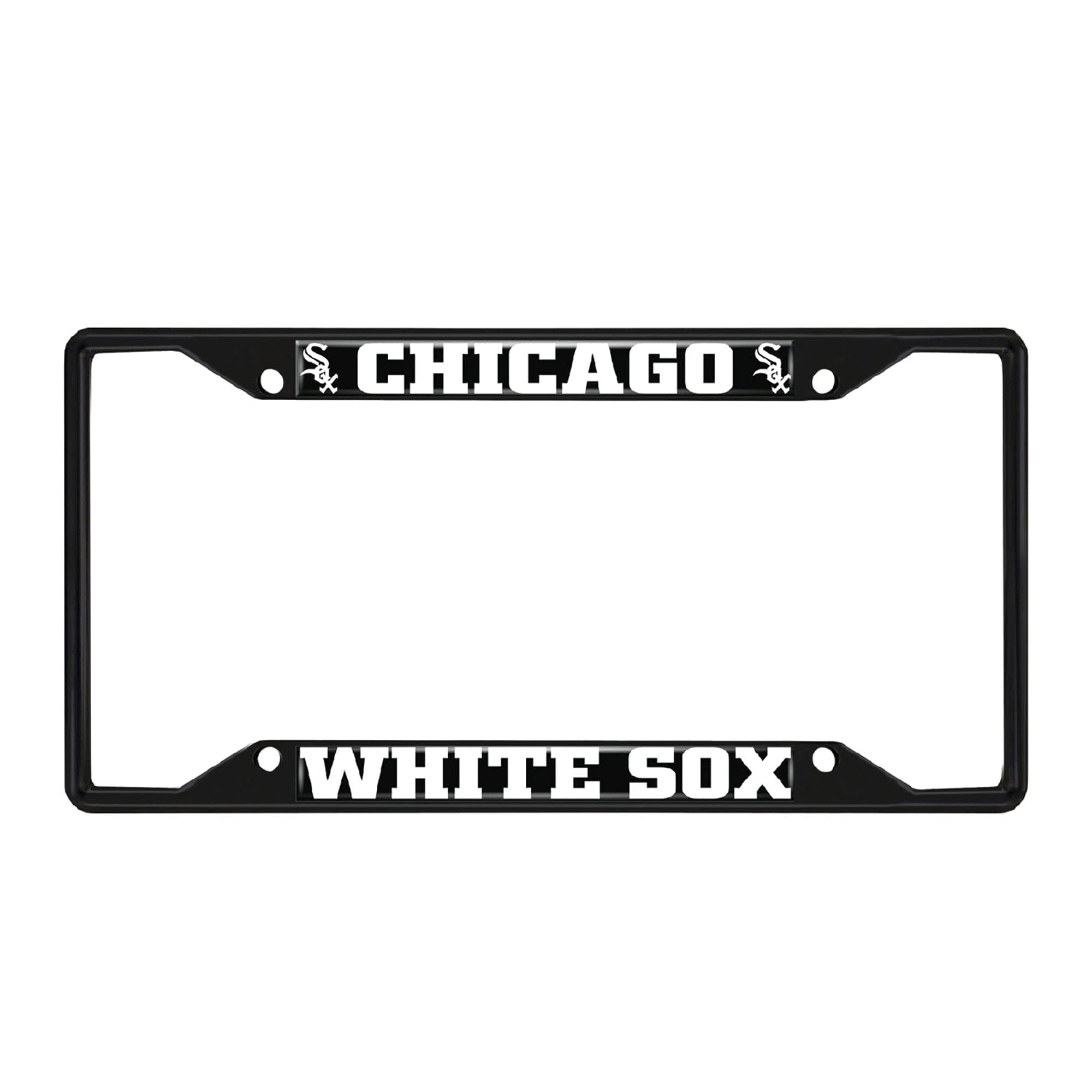 Chicago White Sox Metal License Plate Frame Black Finish