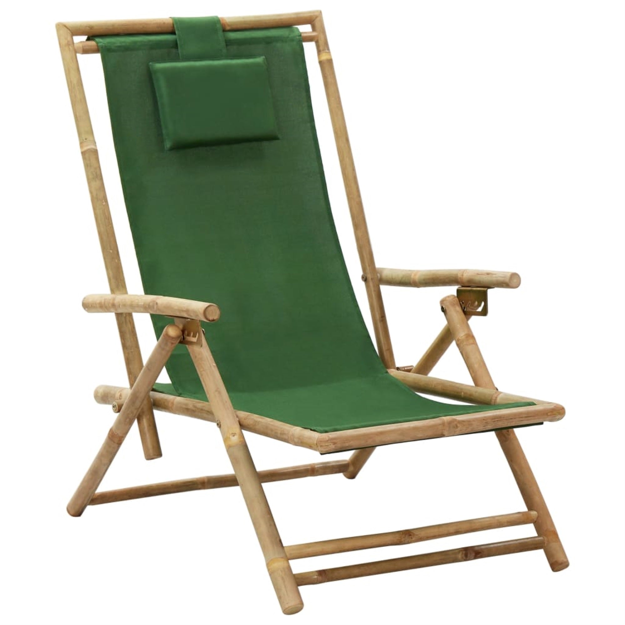 Vidaxl Reclining Relaxing Chair Green Bamboo And Fabric
