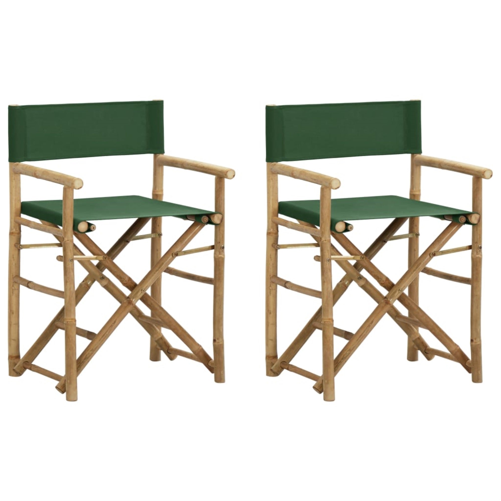 Vidaxl Folding Director'S Chairs 2 Pcs Green Bamboo And Fabric