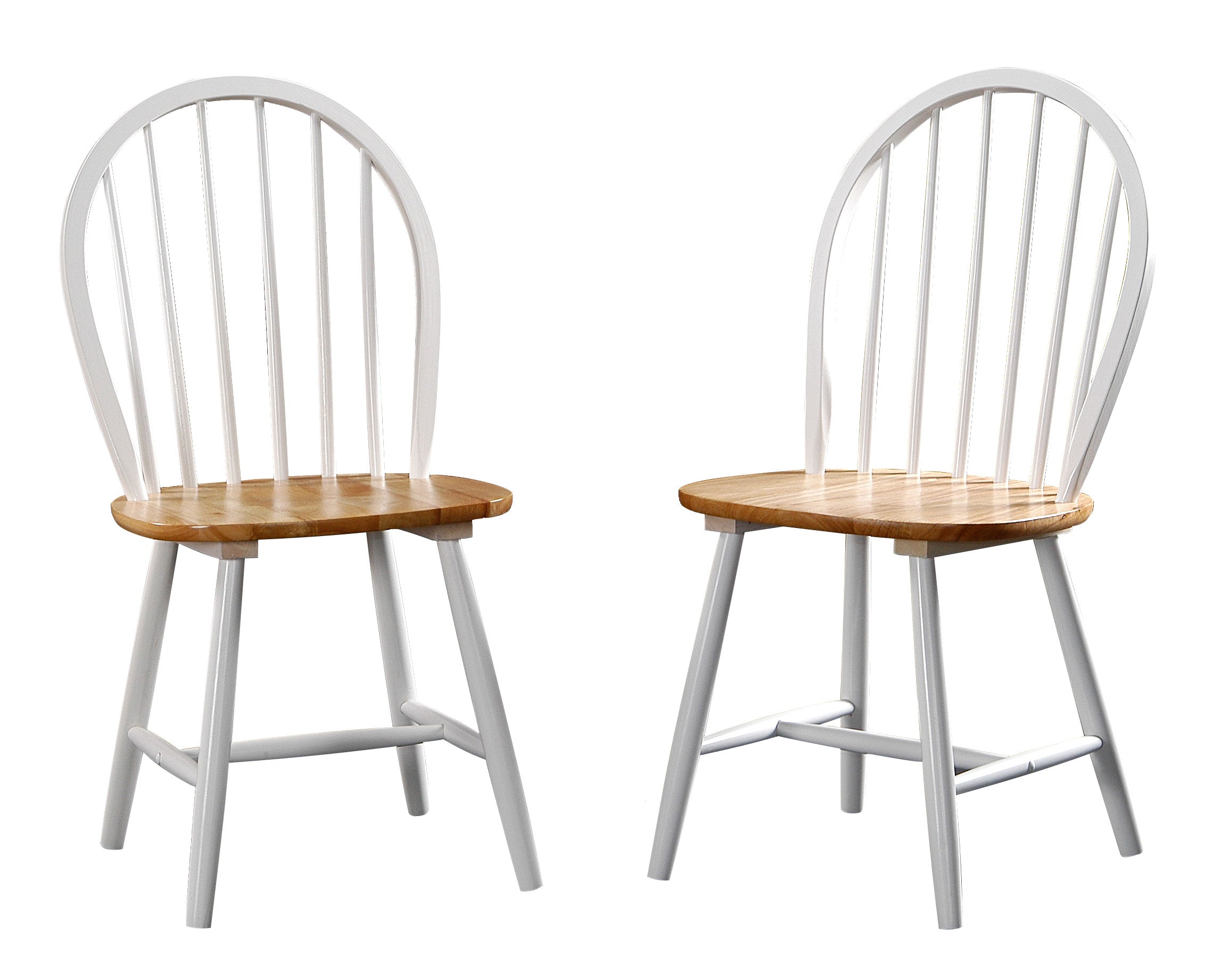 Casafoyer Boulder Dining Chair, Set of 2|Farmhouse Style|Solid Hardwood|Spindle Backrest|Two-Toned Finish|White & Natural or Black & Cherry