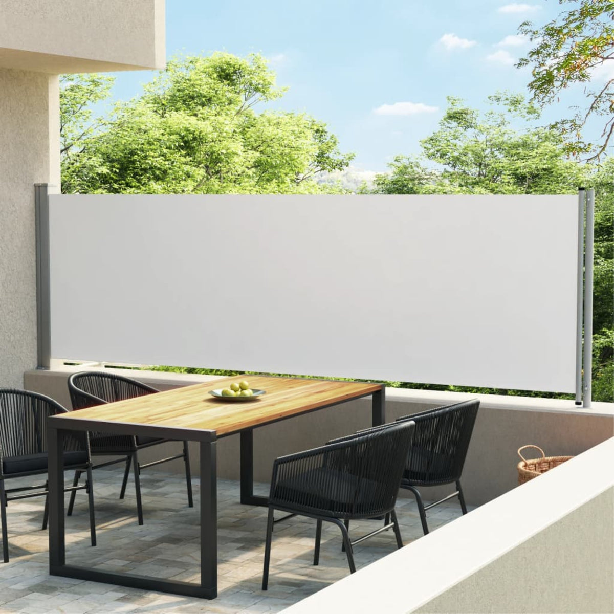 Vidaxl Patio Retractable Side Awning 55.1'X236.2' Cream