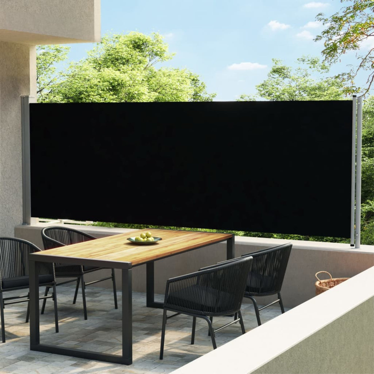 Vidaxl Patio Retractable Side Awning 236.2'X63' Black