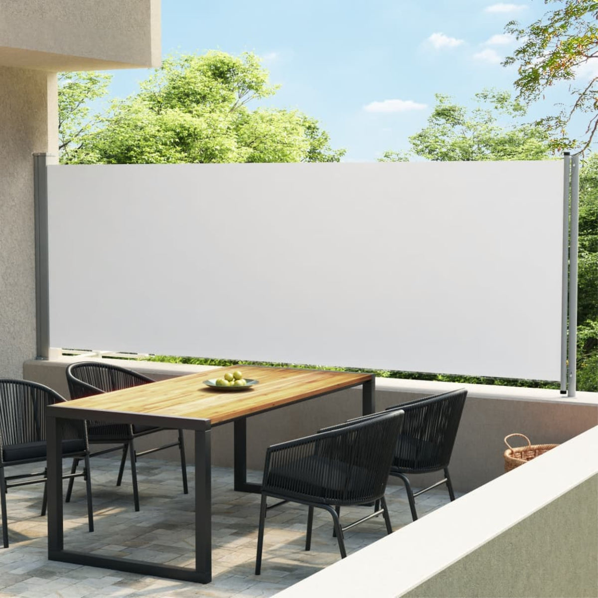 Vidaxl Patio Retractable Side Awning 236.2'X63' Cream