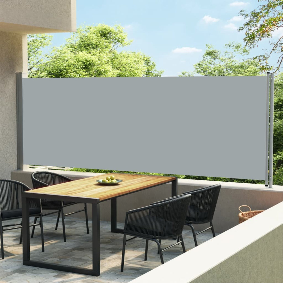 Vidaxl Patio Retractable Side Awning 236.2'X63' Gray