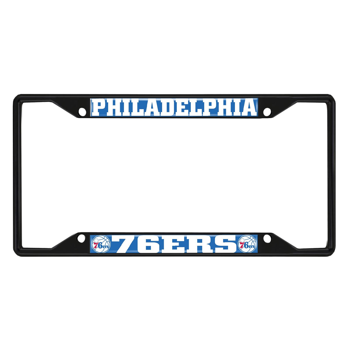 Philadelphia 76Ers Metal License Plate Frame Black Finish