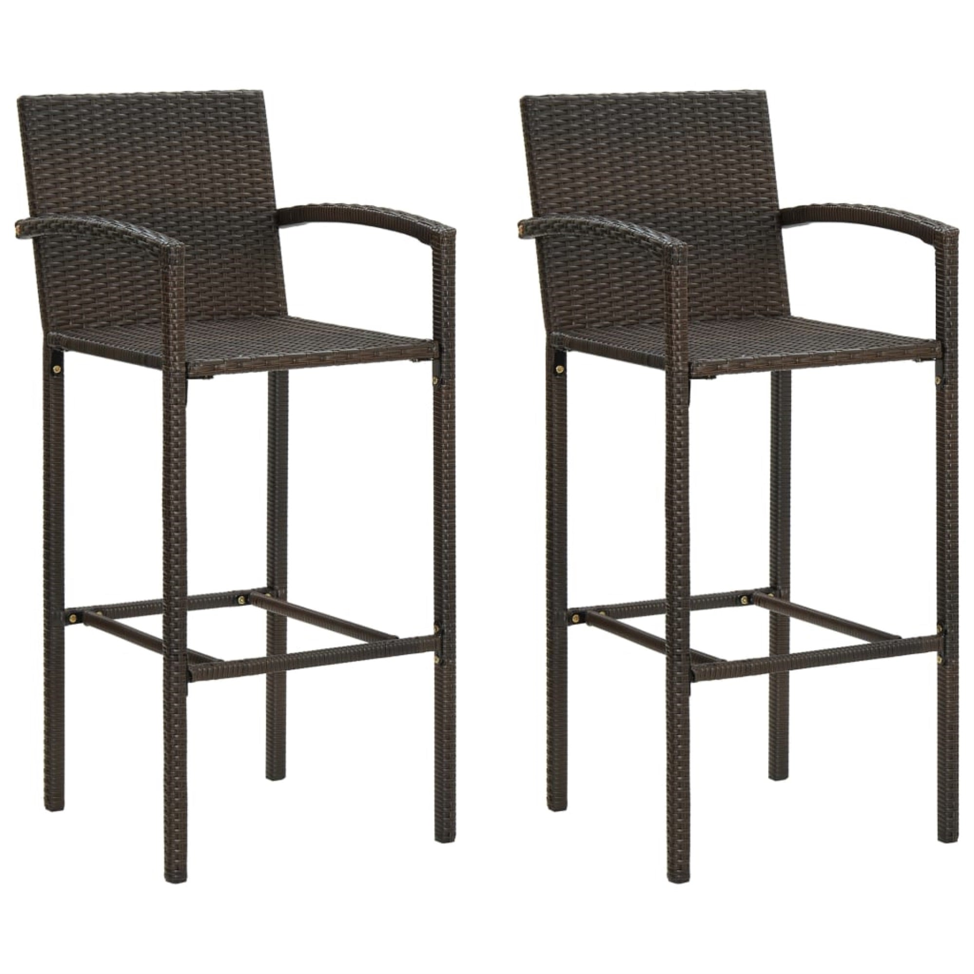 Vidaxl Bar Stools 2 Pcs Brown Poly Rattan