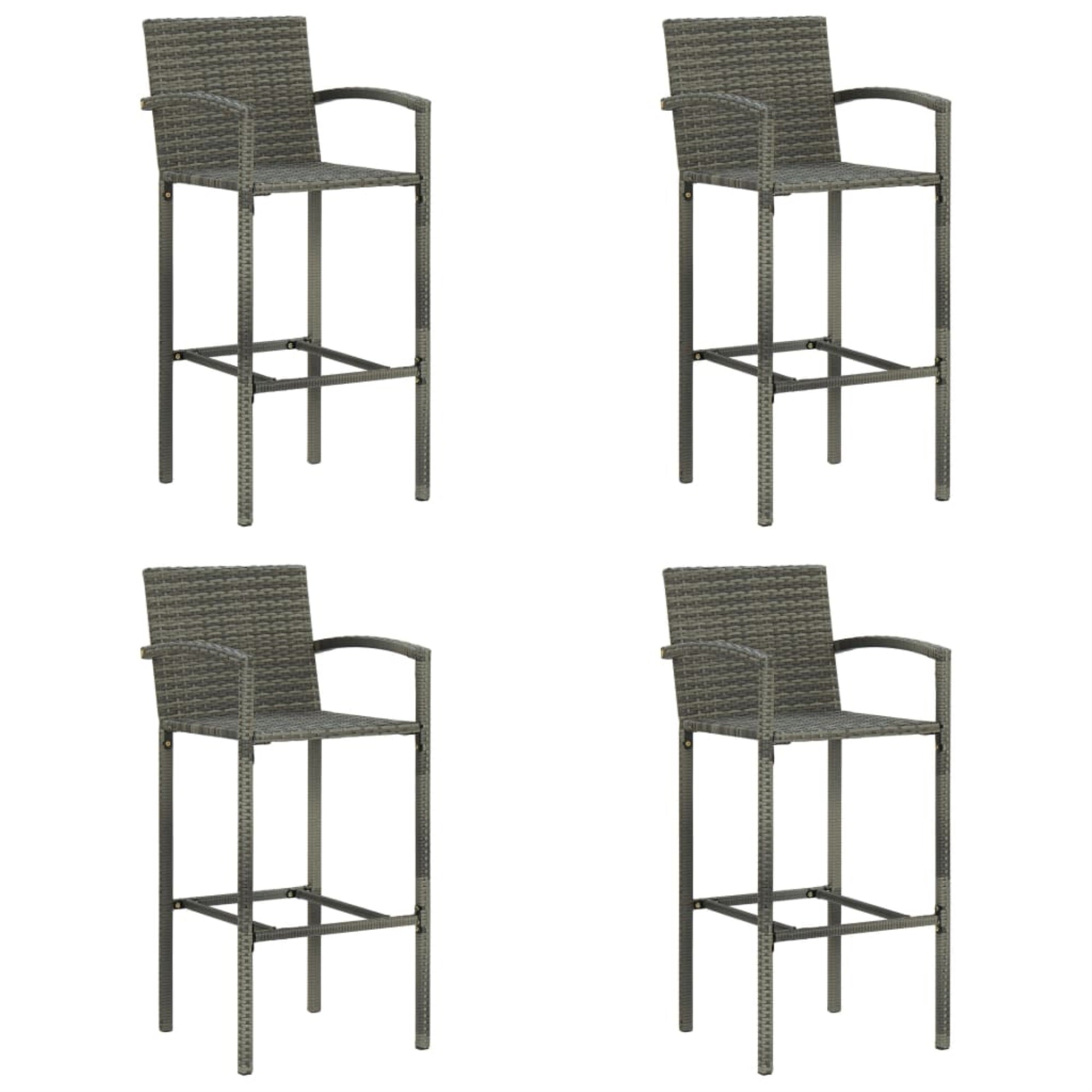 Vidaxl Bar Stools 4 Pcs Gray Poly Rattan