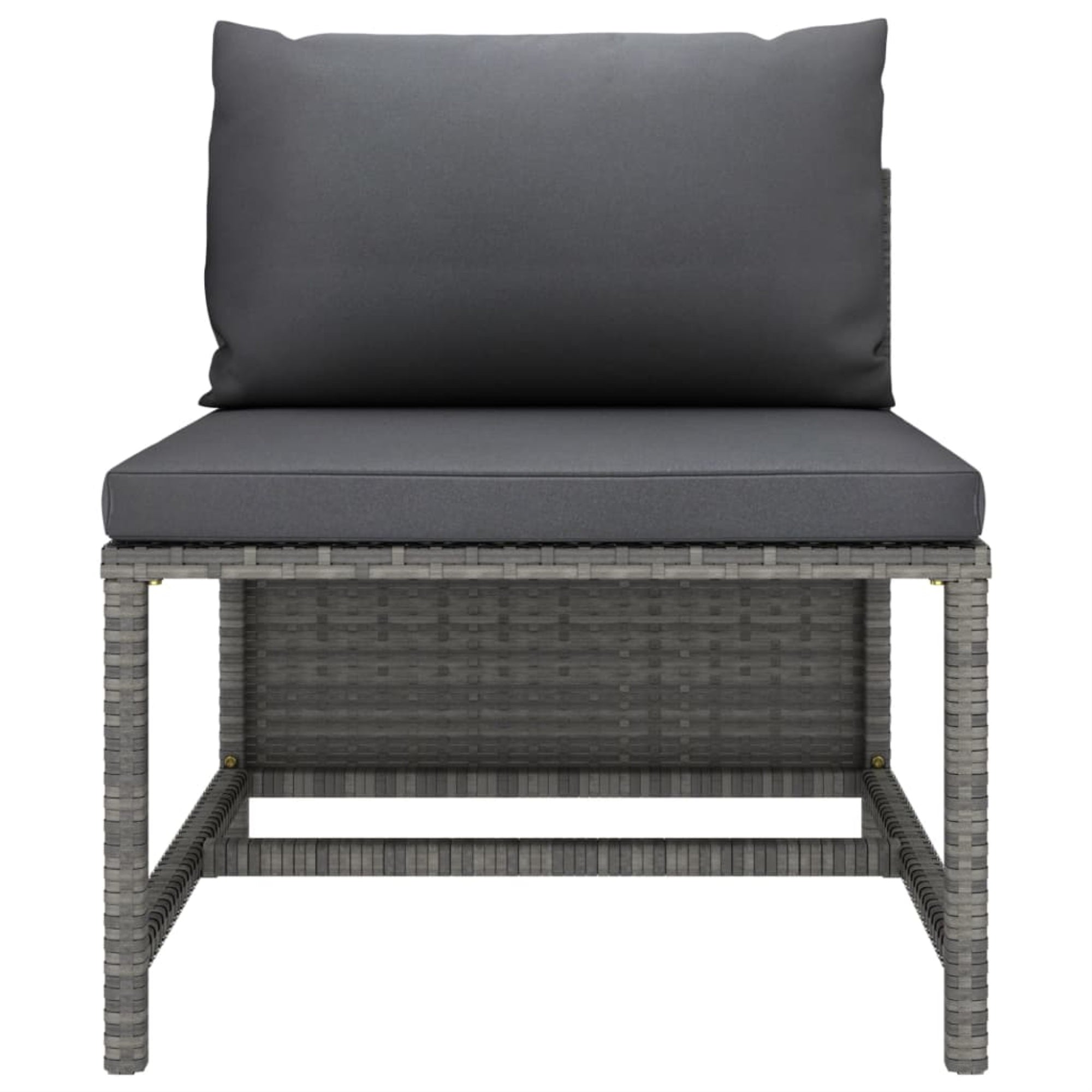 Vidaxl Sectional Middle Sofa With Cushions Gray Poly Rattan