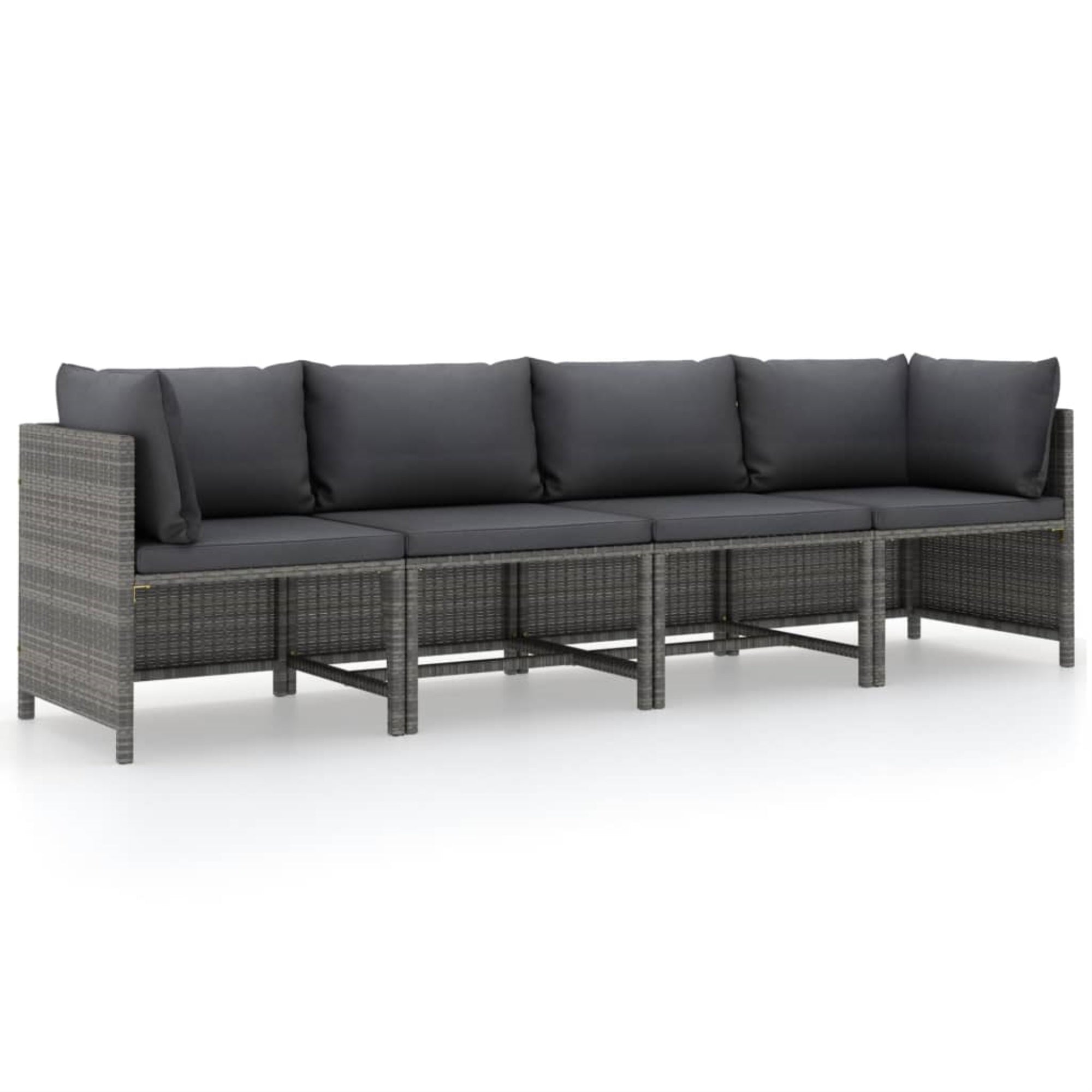 Vidaxl 4-Seater Patio Sofa With Cushions Gray Poly Rattan