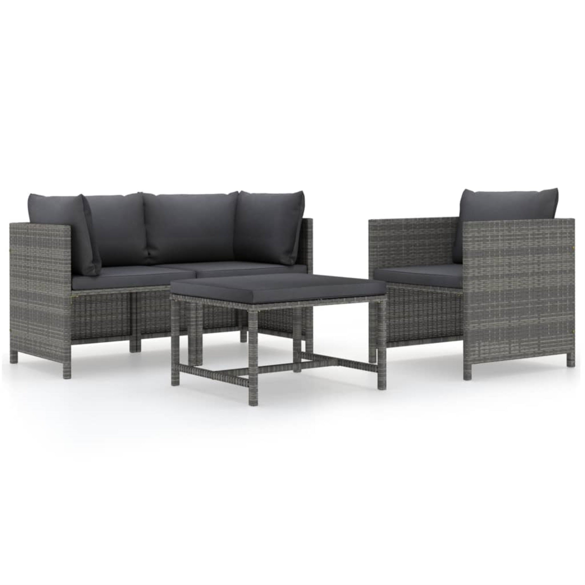 Vidaxl 4 Piece Patio Sofa Set With Cushions Poly Rattan Gray