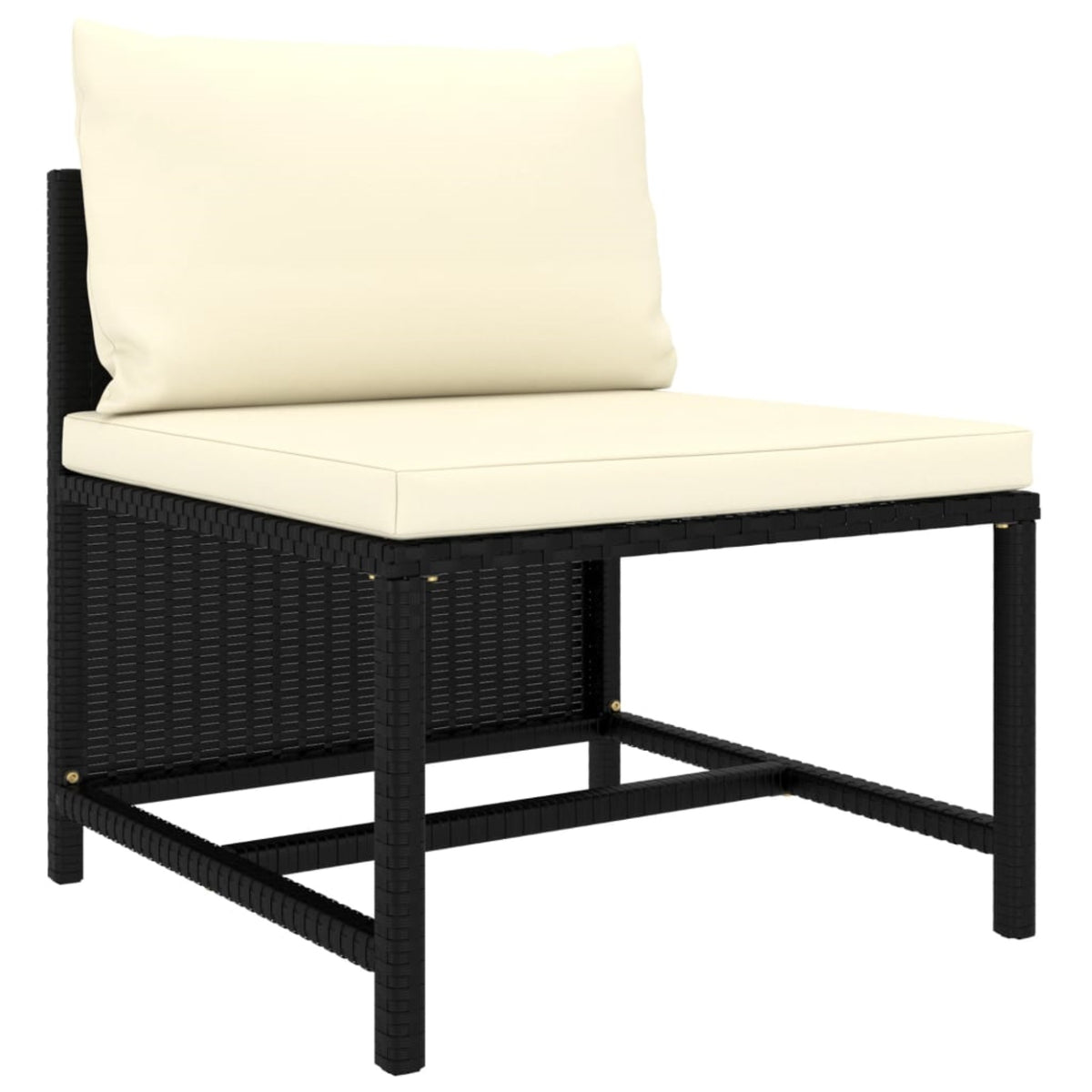 ?Vidaxl Sectional Middle Sofa With Cushions Black Poly Rattan