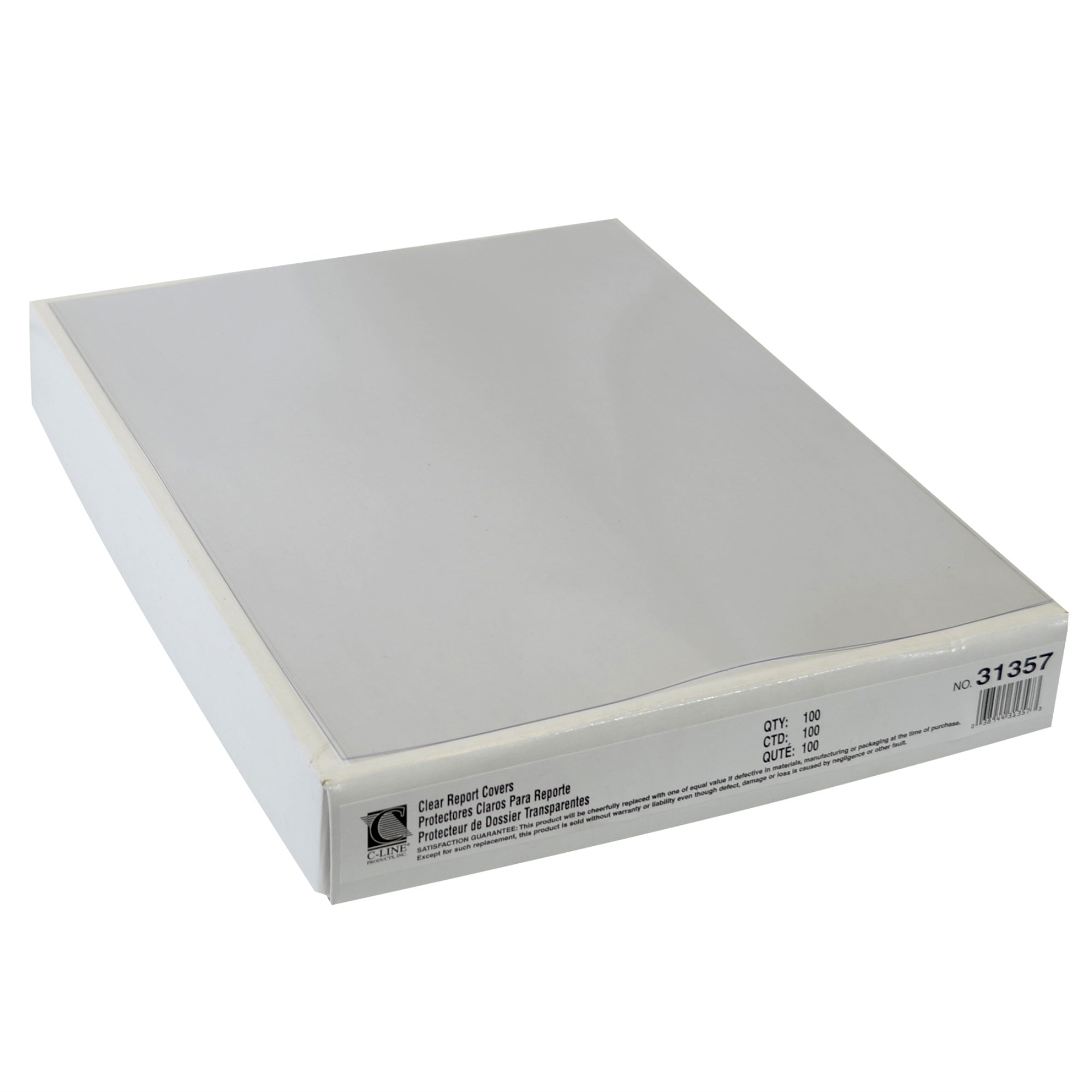 Report Covers Only, Vinyl, Clear, 11 X 8 1/2, 100/Bx, 31357