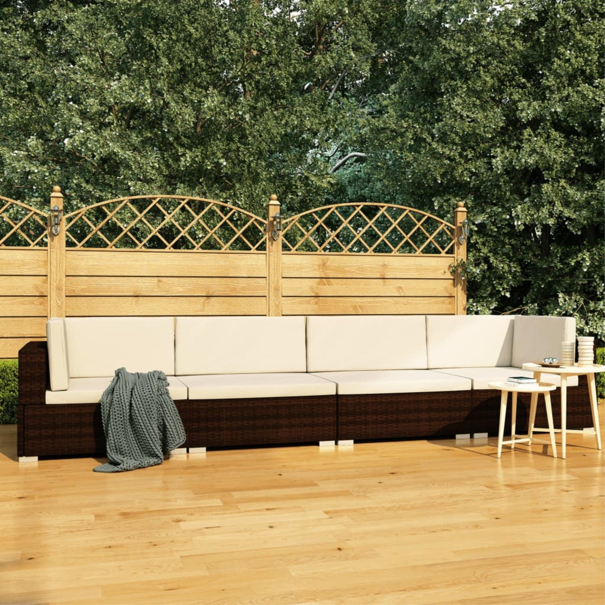 Vidaxl 4 Piece Garden Sofa Set With Cushions Poly Rattan Brown