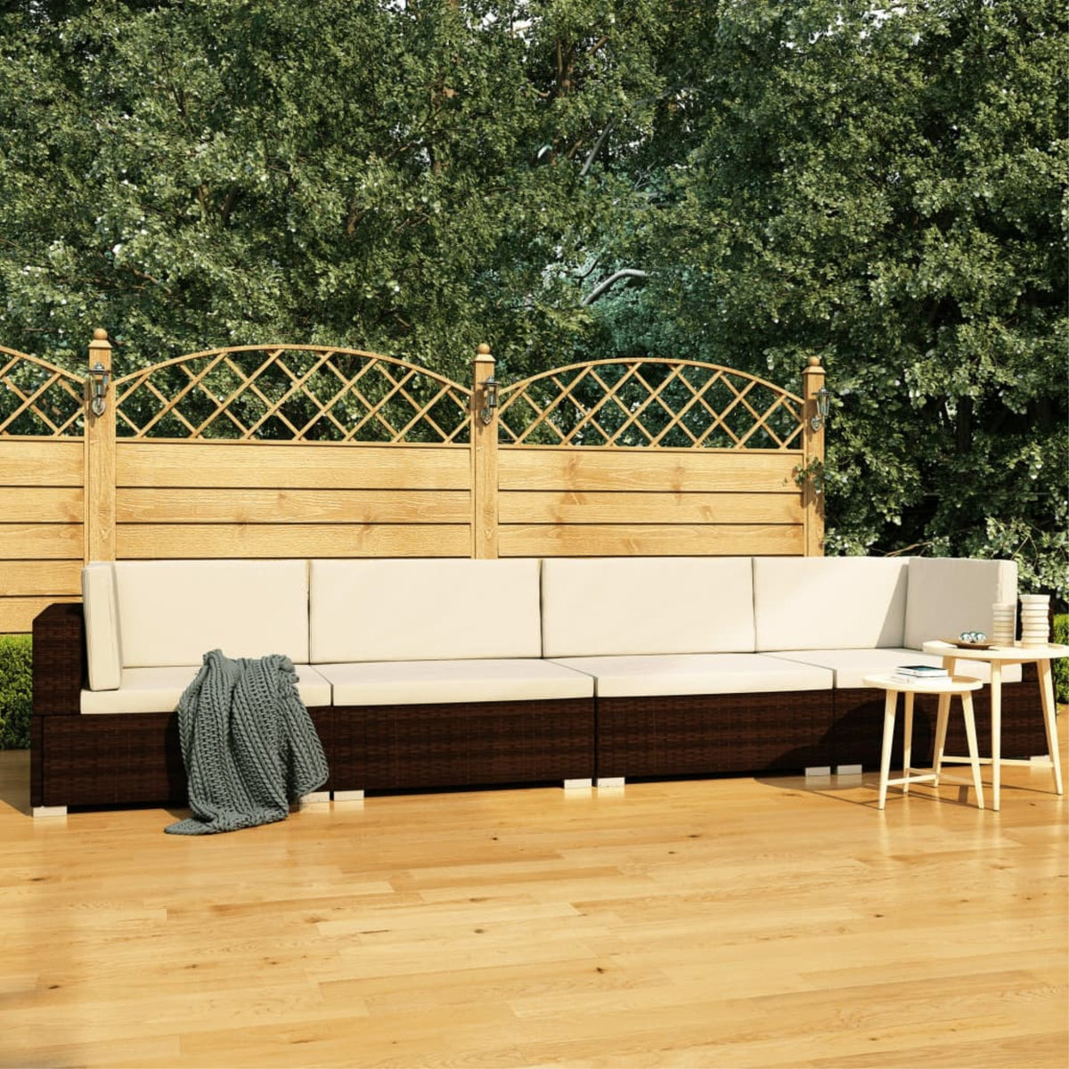 Vidaxl 4 Piece Garden Sofa Set With Cushions Poly Rattan Brown