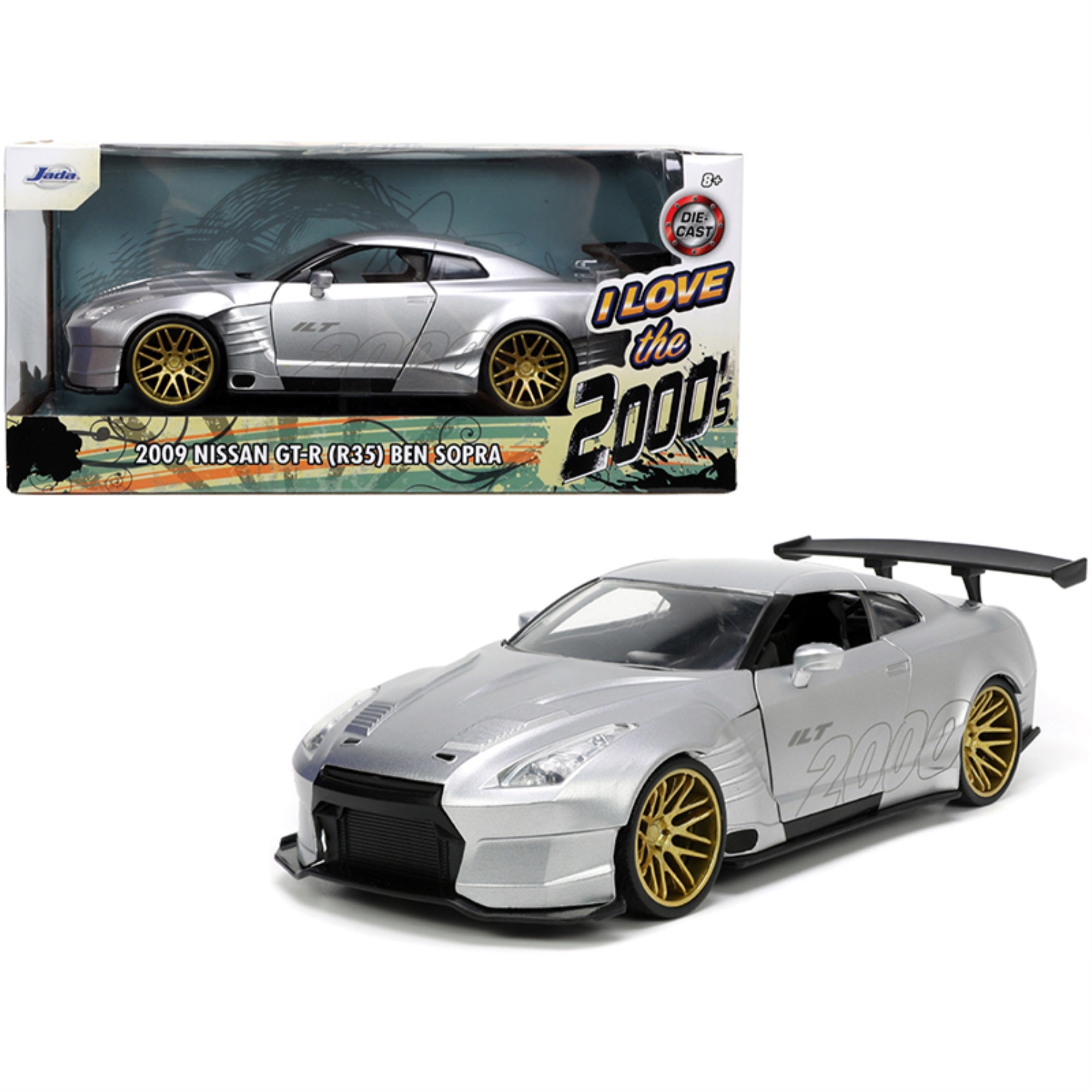 2009 Nissan Gt-R (R35) Ben Sopra Silver 'I Love The 2000'S' Series 1/24 Diecast Model Car By Jada