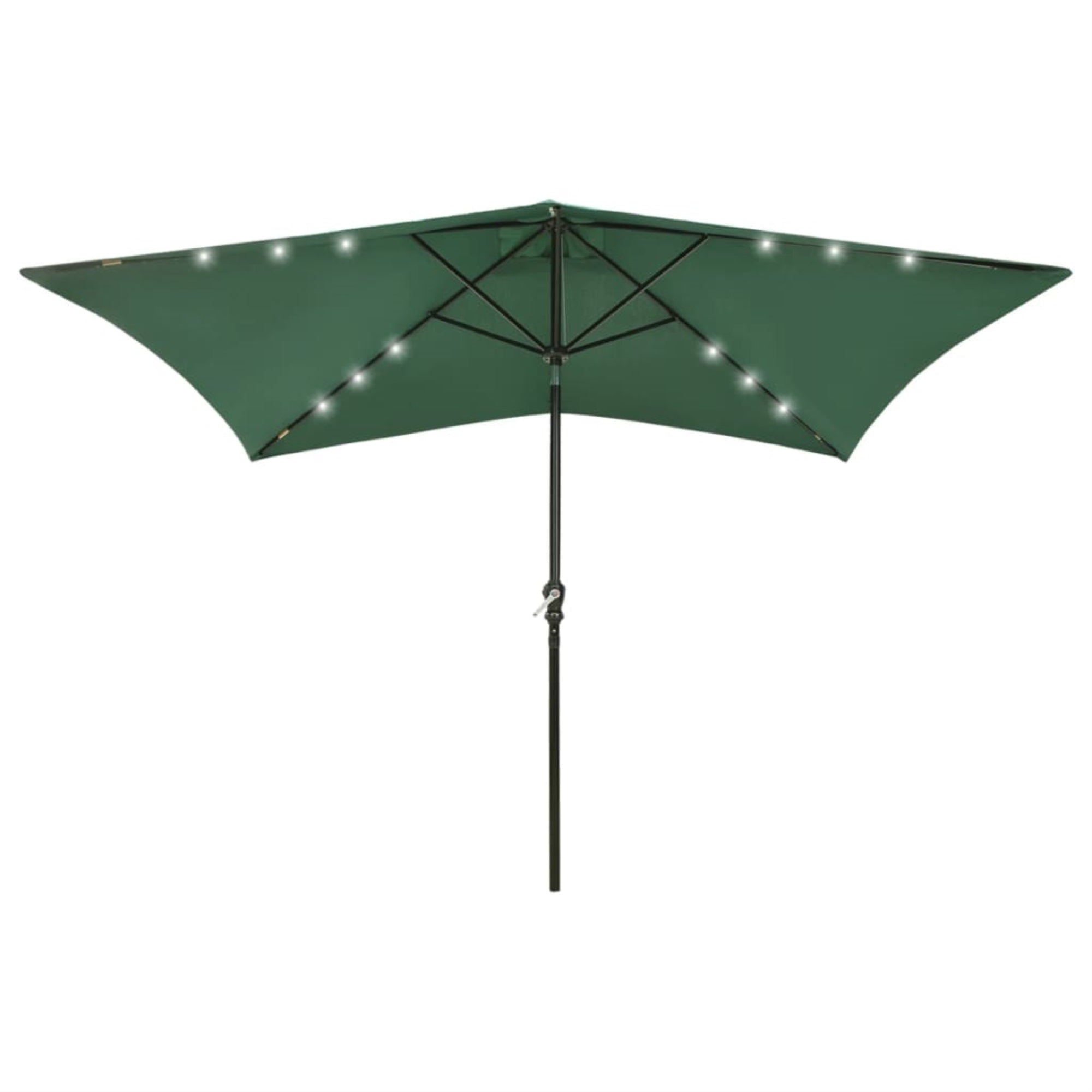 Vidaxl Parasol With Leds And Steel Pole Green 6.6'X9.8'