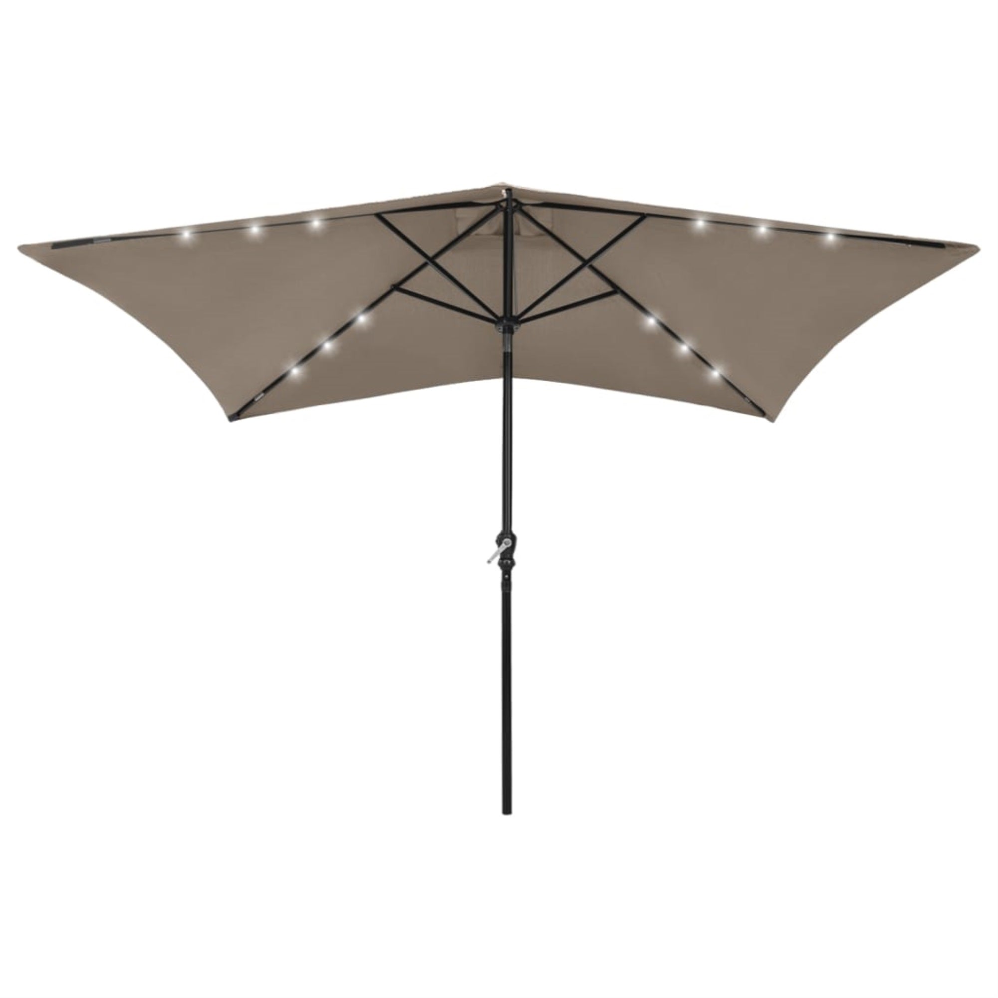 Vidaxl Parasol With Leds And Steel Pole Taupe 6.6'X9.8'