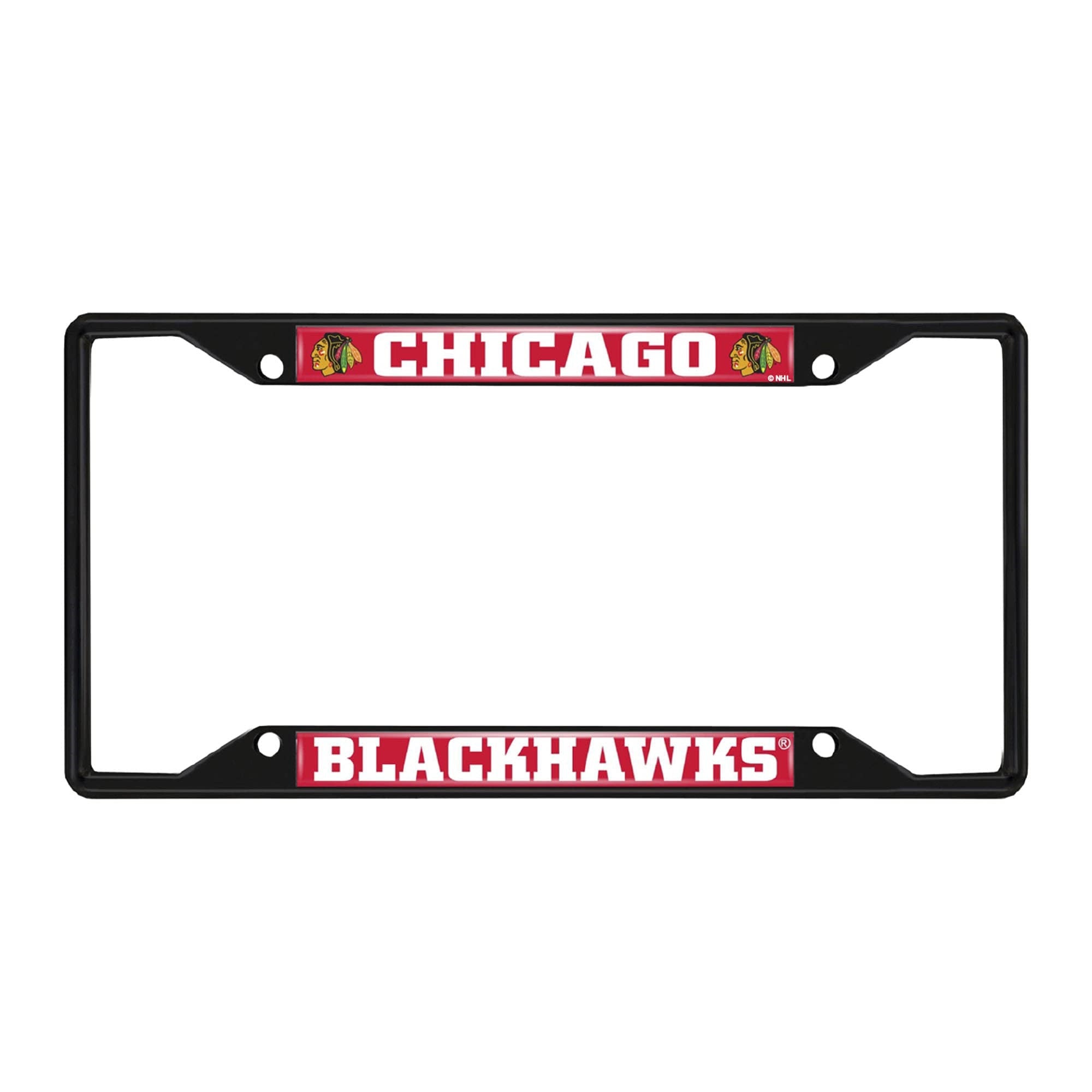Chicago Blackhawks Metal License Plate Frame Black Finish