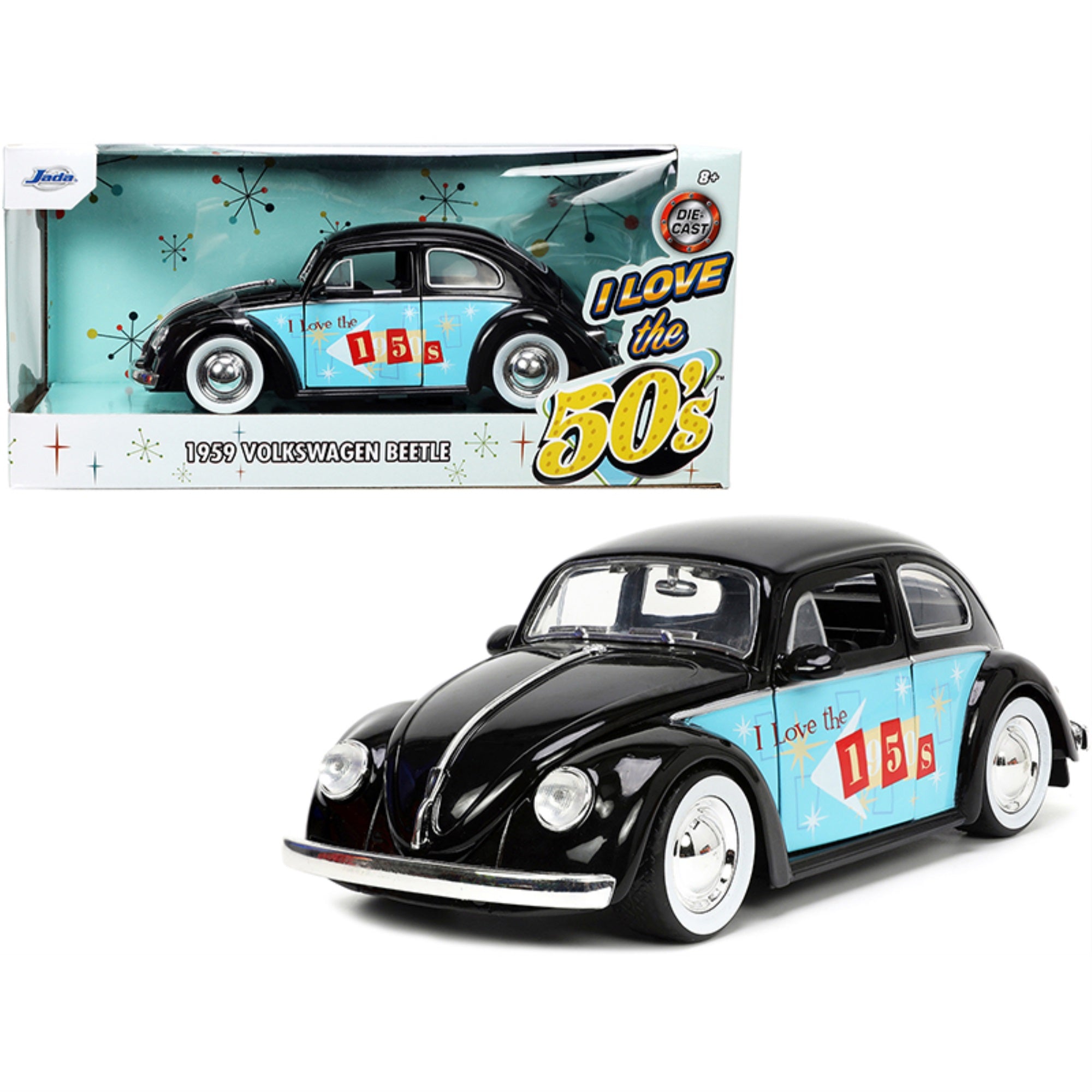 1959 Volkswagen Beetle Black With Graphics 'I Love The 50'S' Series 1/24 Diecast Model Car By Jada
