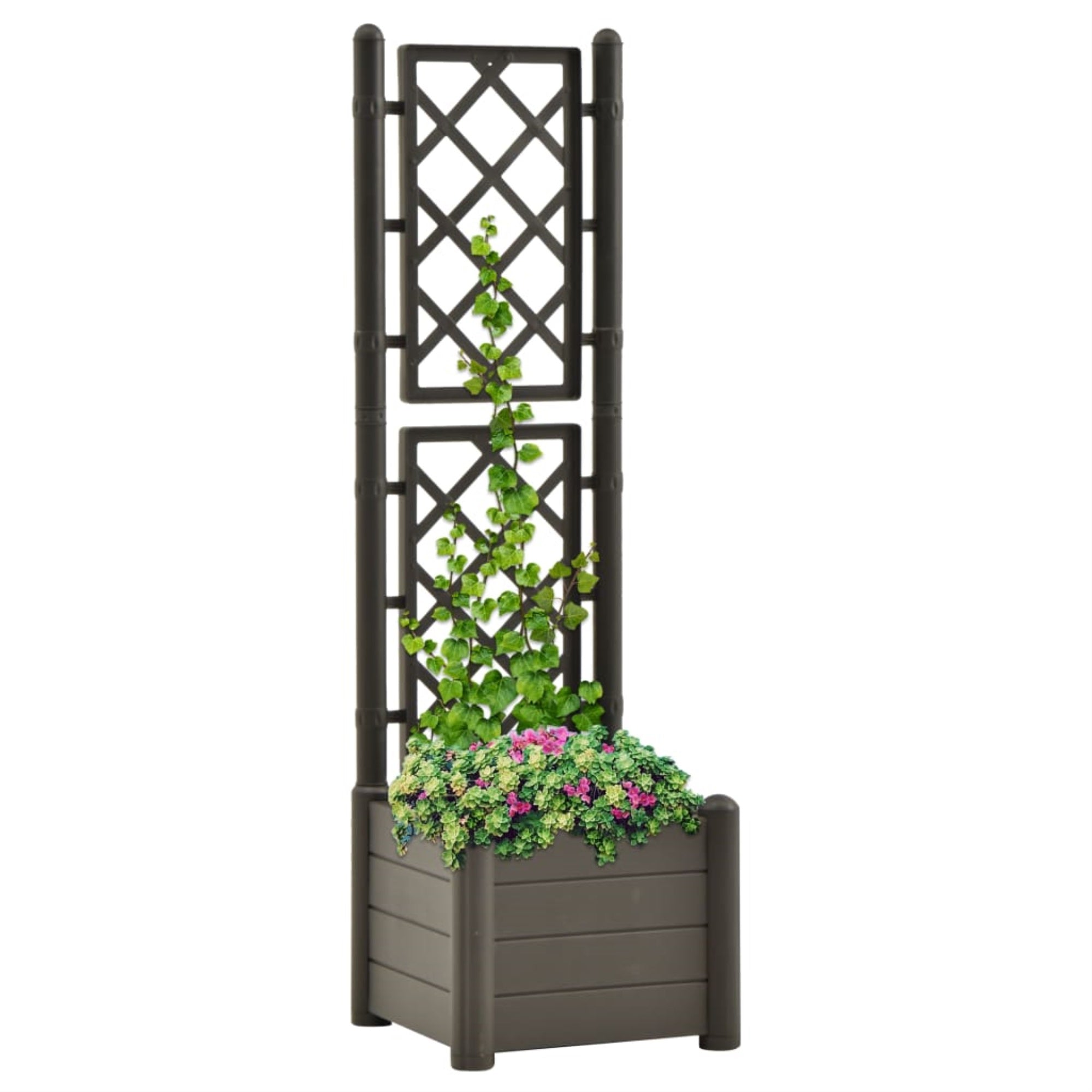 Vidaxl Garden Planter With Trellis 16.9X16.9X55.9 Pp Anthracite