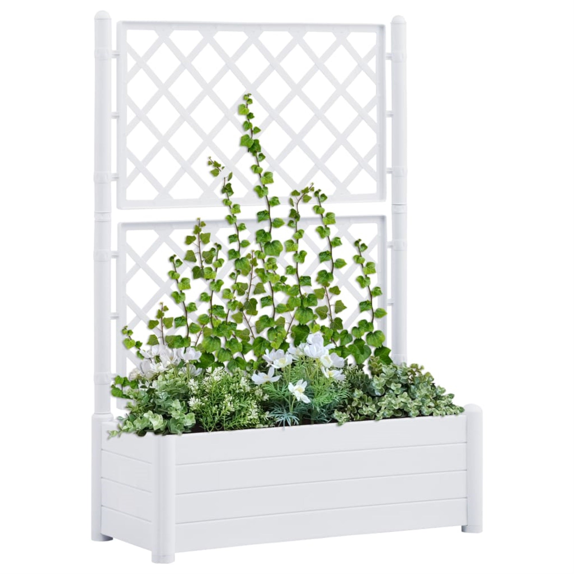 Vidaxl Garden Planter With Trellis 39.4X16.9X55.9 Pp White