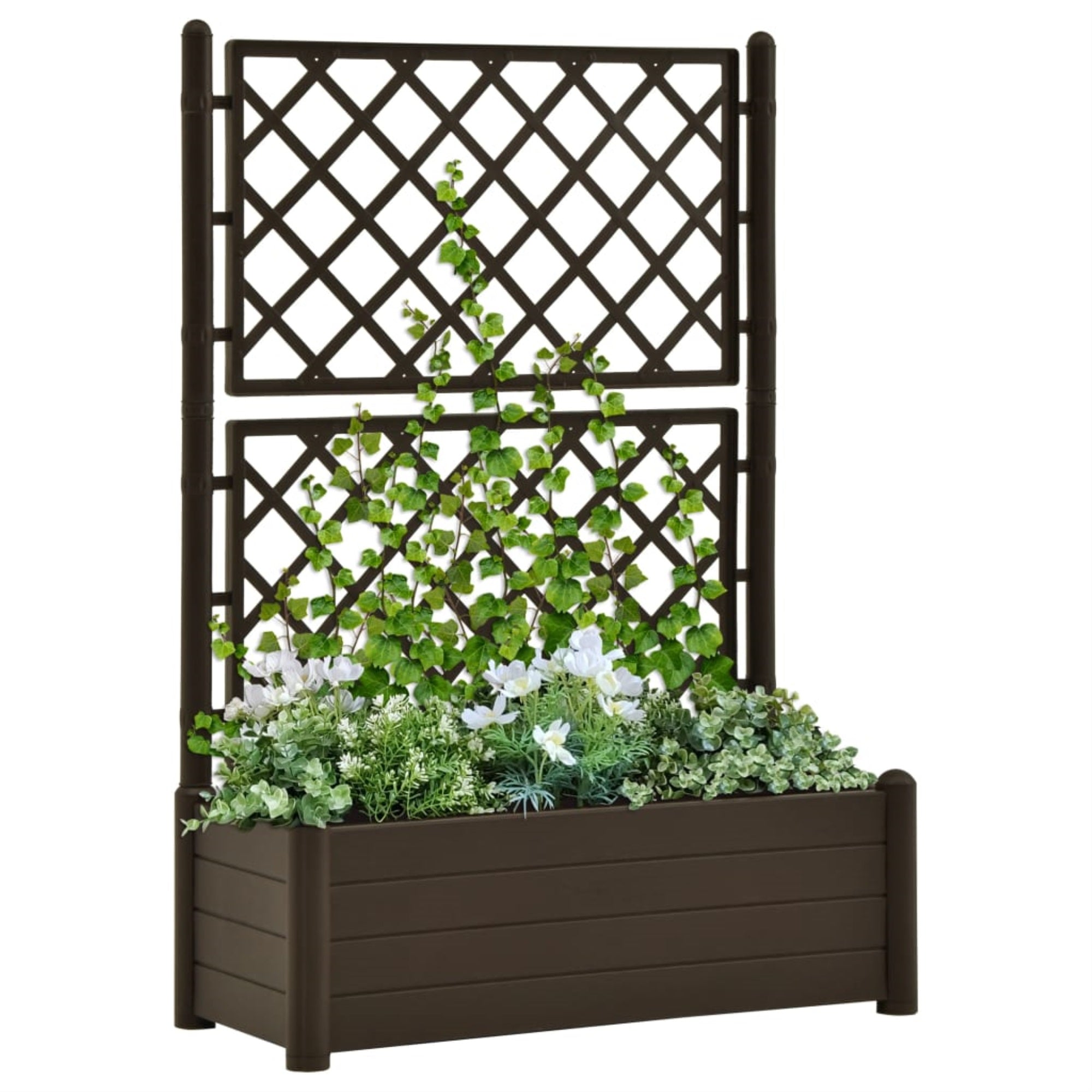 Vidaxl Garden Planter With Trellis 39.4X16.9X55.9 Pp Mocha