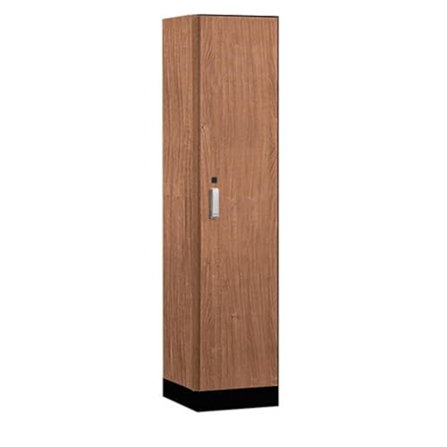 Salsbury 18 Wide Premier Wood Locker-Single Tier-1 Wide-6 Feet High-18” Deep-Red Oak-Silver Electronic Locks
