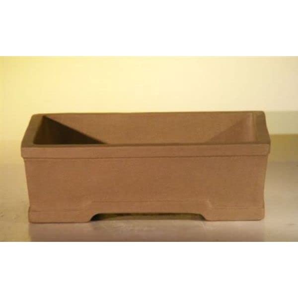 Tan Unglazed Ceramic Bonsai Pot - Rectangle 8 x 6.125 x 2.5