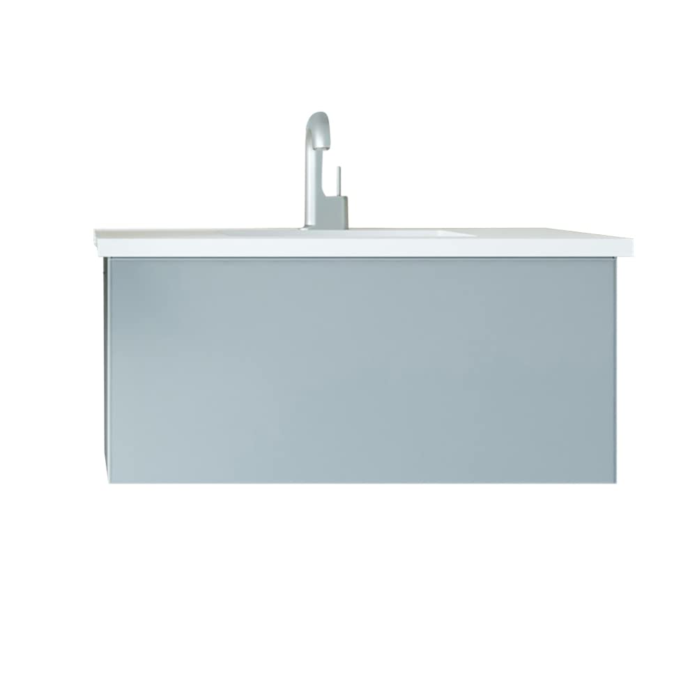 Vitri 36 - Fossil Grey Cabinet + Matte White VIVA Stone Solid Surface Countertop