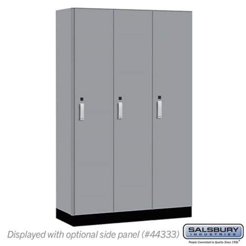 Salsbury 15 Wide Premier Wood Locker-Single Tier-3 Wide-6 Feet High-18” Deep-Winter Fog-Silver Electronic Locks