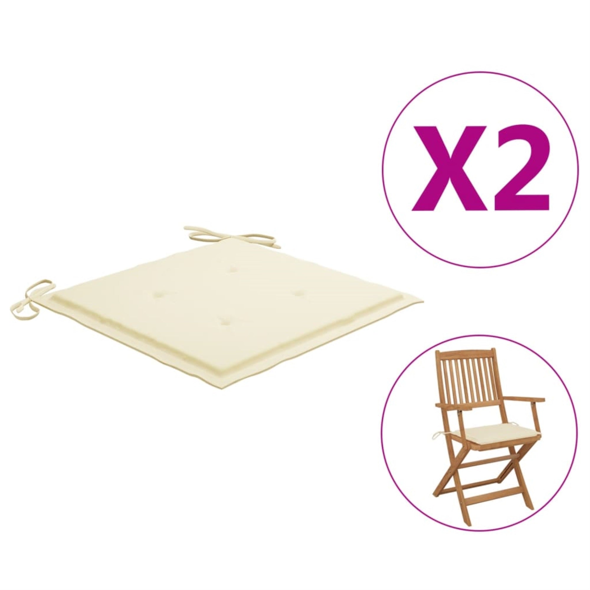 Vidaxl Garden Chair Cushions 2 Pcs Cream 15.7'X15.7'X1.6' Fabric