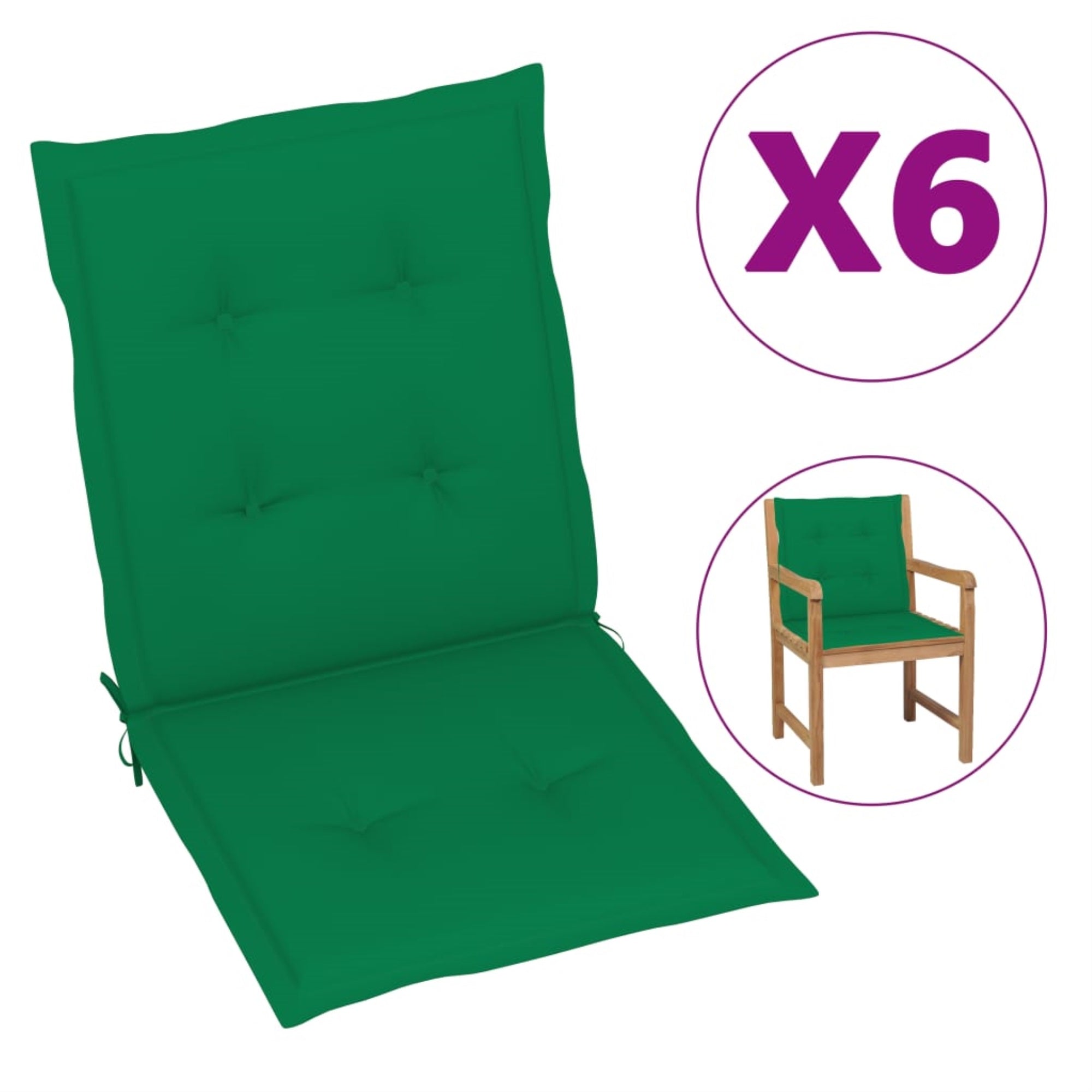 Vidaxl Garden Chair Cushions 6 Pcs Green 39.4'X19.7'X1.6'