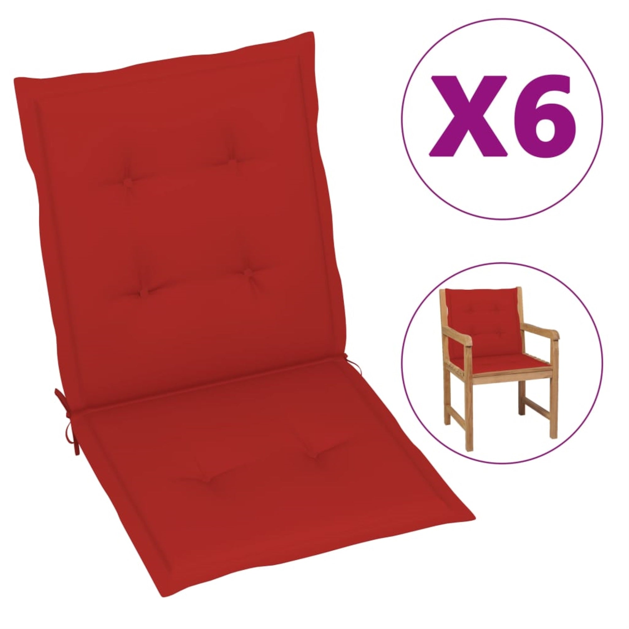 Vidaxl Garden Chair Cushions 6 Pcs Red 39.4'X19.7'X1.6'