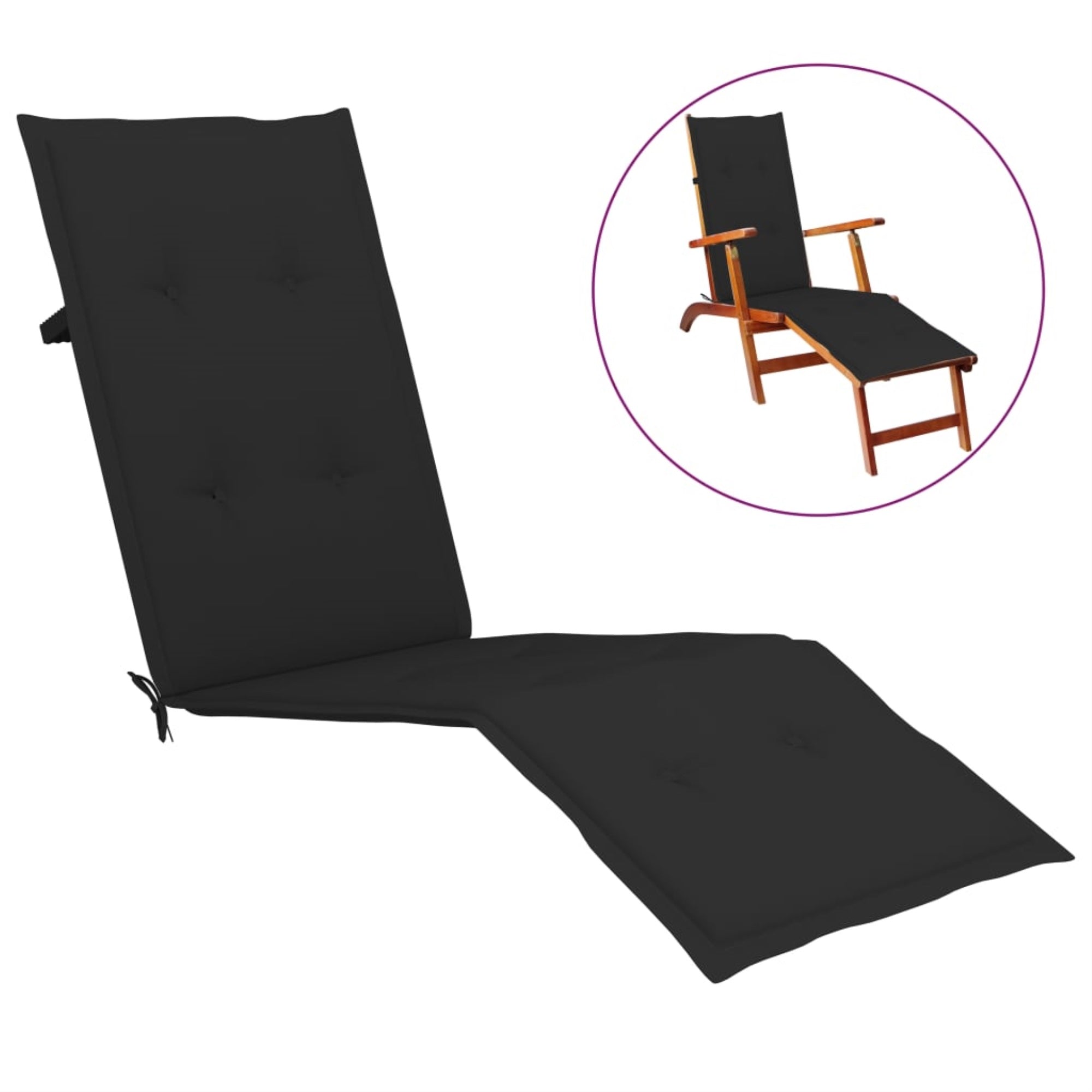 Vidaxl Deck Chair Cushion Black (29.5'+41.3')X19.7'X1.6'