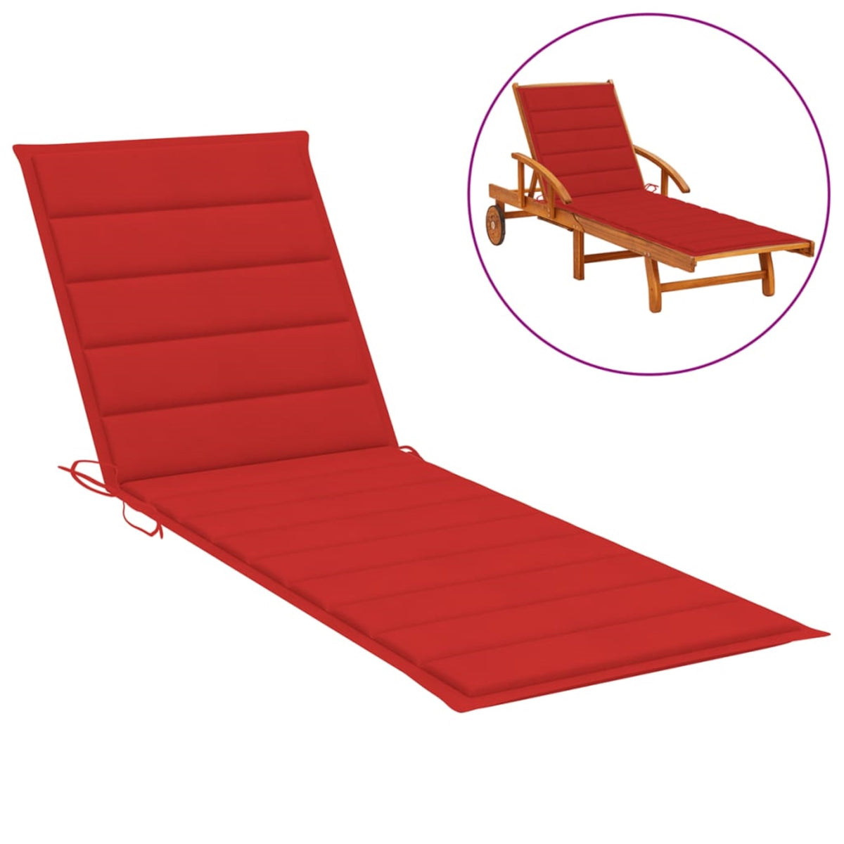 Vidaxl Sun Lounger Cushion Red 78.7'X19.7'X1.6' Fabric