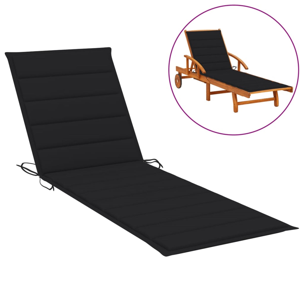 Vidaxl Sun Lounger Cushion Black 78.7'X19.7'X1.6' Fabric