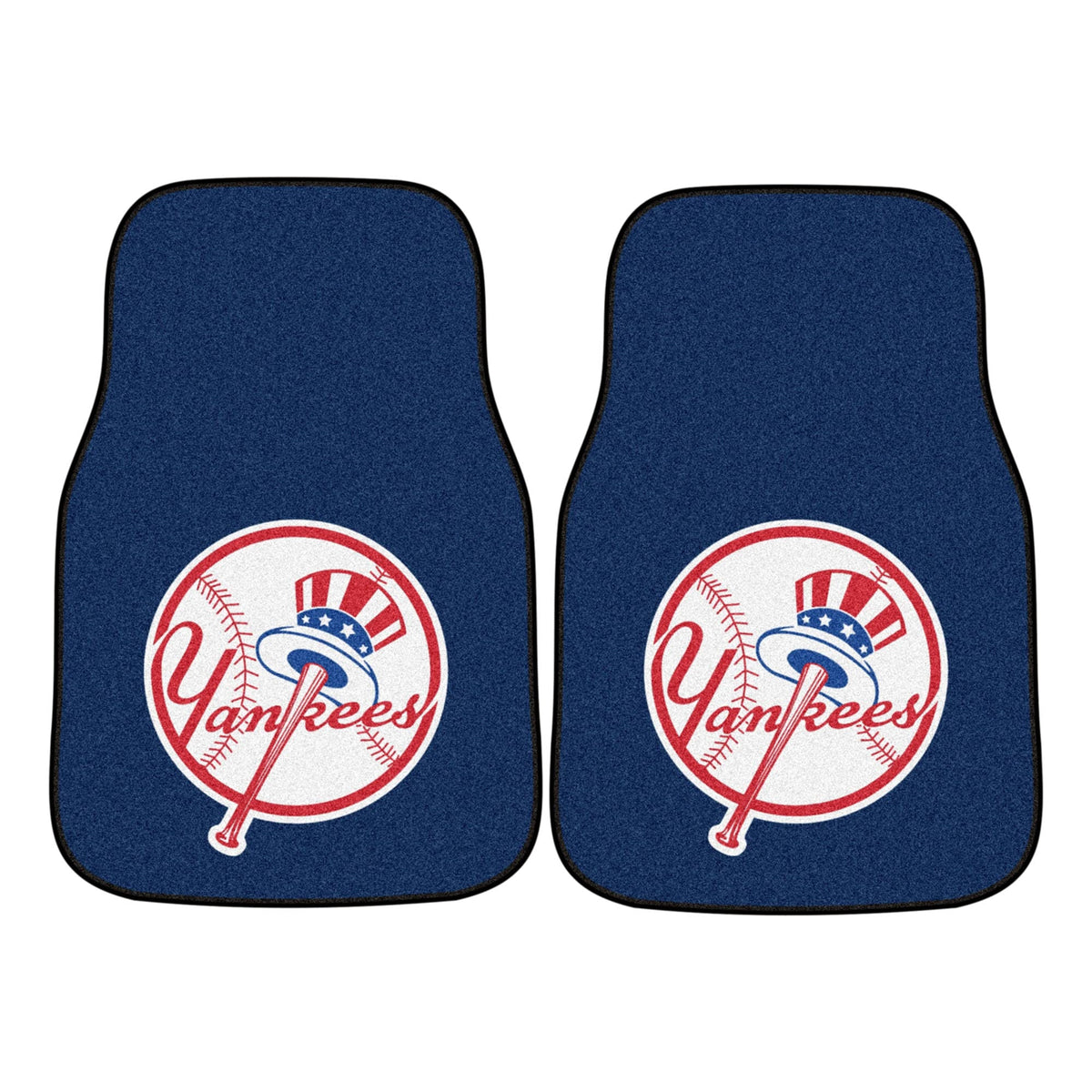 New York Yankees Front Carpet Car Mat Set - 2 Pieces - Circular Yankees Primary Logo