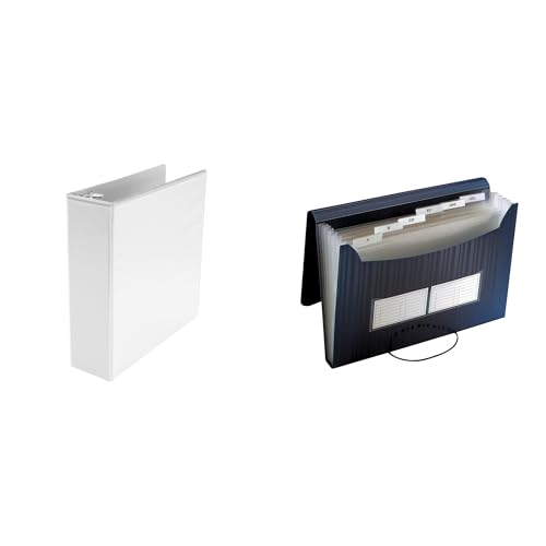 Casafoyer Polypropylene D-Ring View Binder & Poly Expanding File Combo Kit for Organized Document Management
