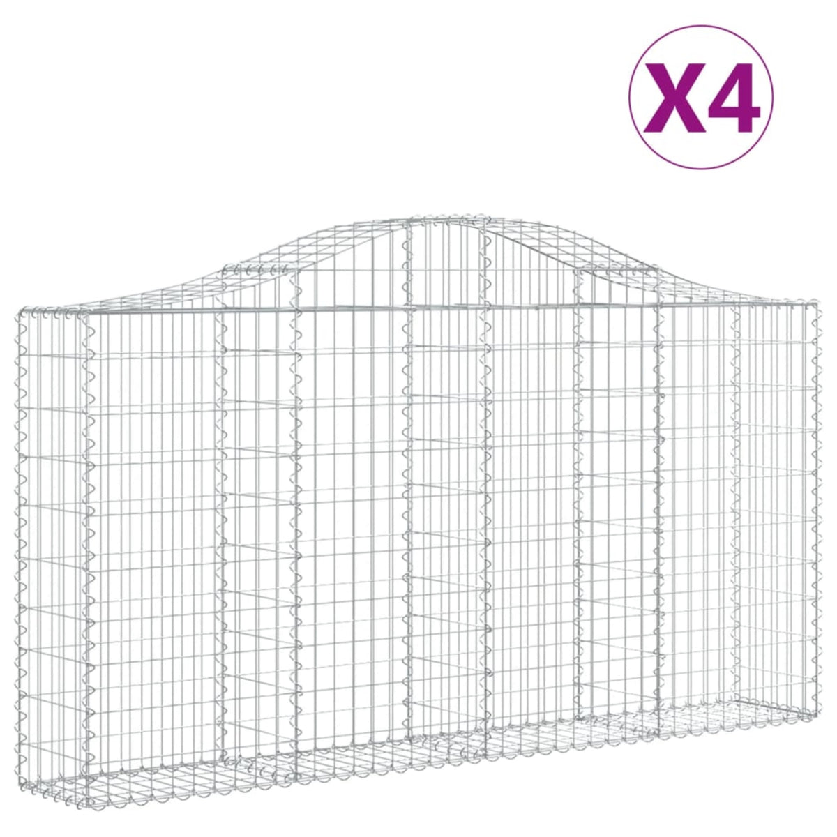 Vidaxl Arched Gabion Baskets 4 Pcs 78.7'X11.8'X39.4'/47.2' Galvanized Iron