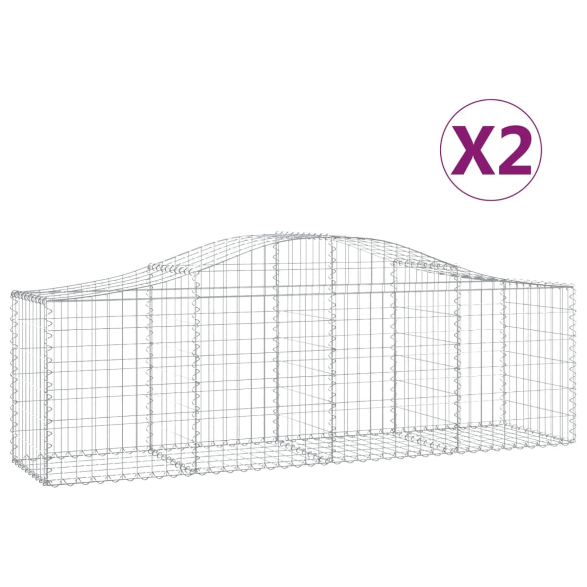 Vidaxl Arched Gabion Baskets 2 Pcs 78.7'X19.7'X23.6'/31.5' Galvanized Iron