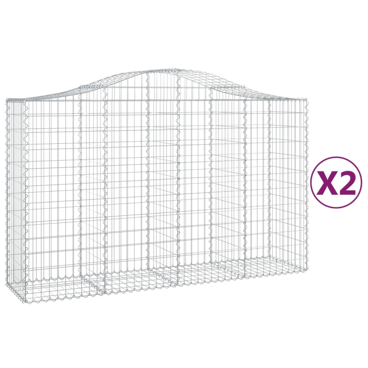 Vidaxl Arched Gabion Baskets 2 Pcs 78.7'X19.7'X47.2'/55.1' Galvanized Iron