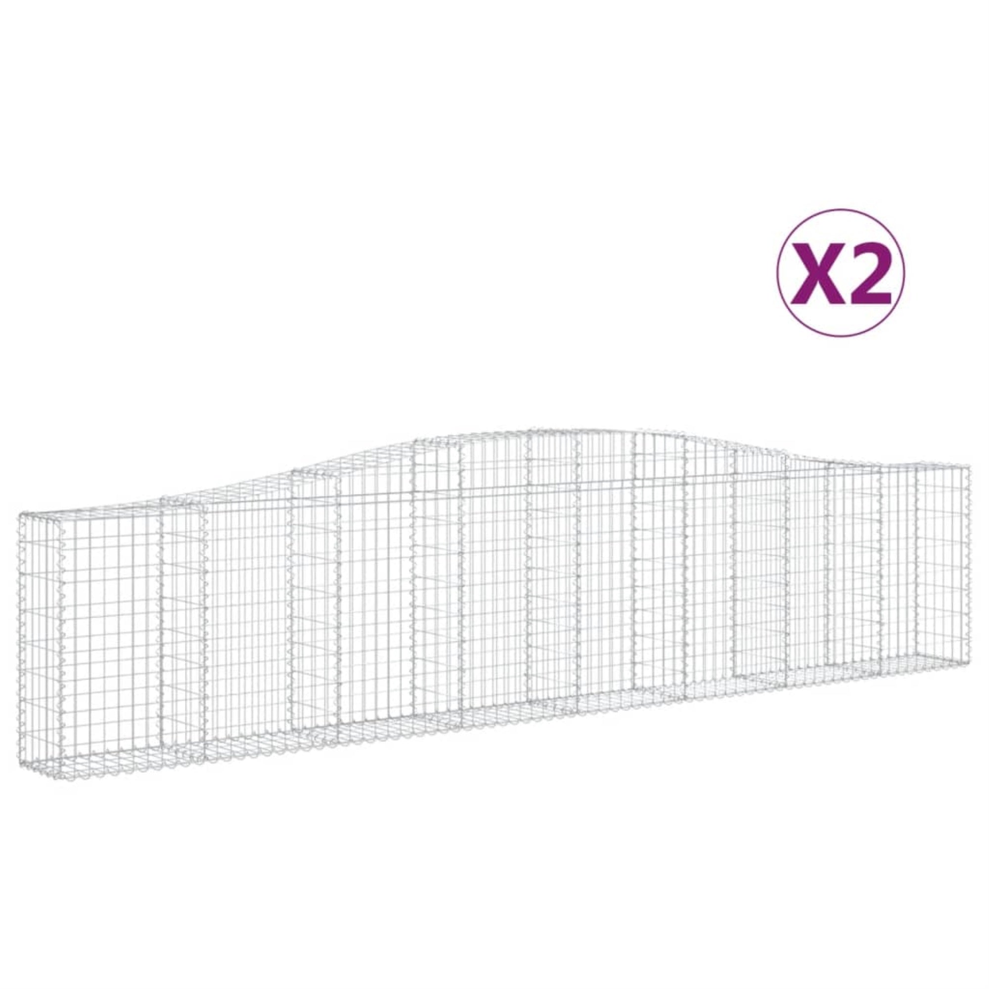 Vidaxl Arched Gabion Baskets 2 Pcs 157.5'X11.8'X31.5'/39.4' Galvanized Iron