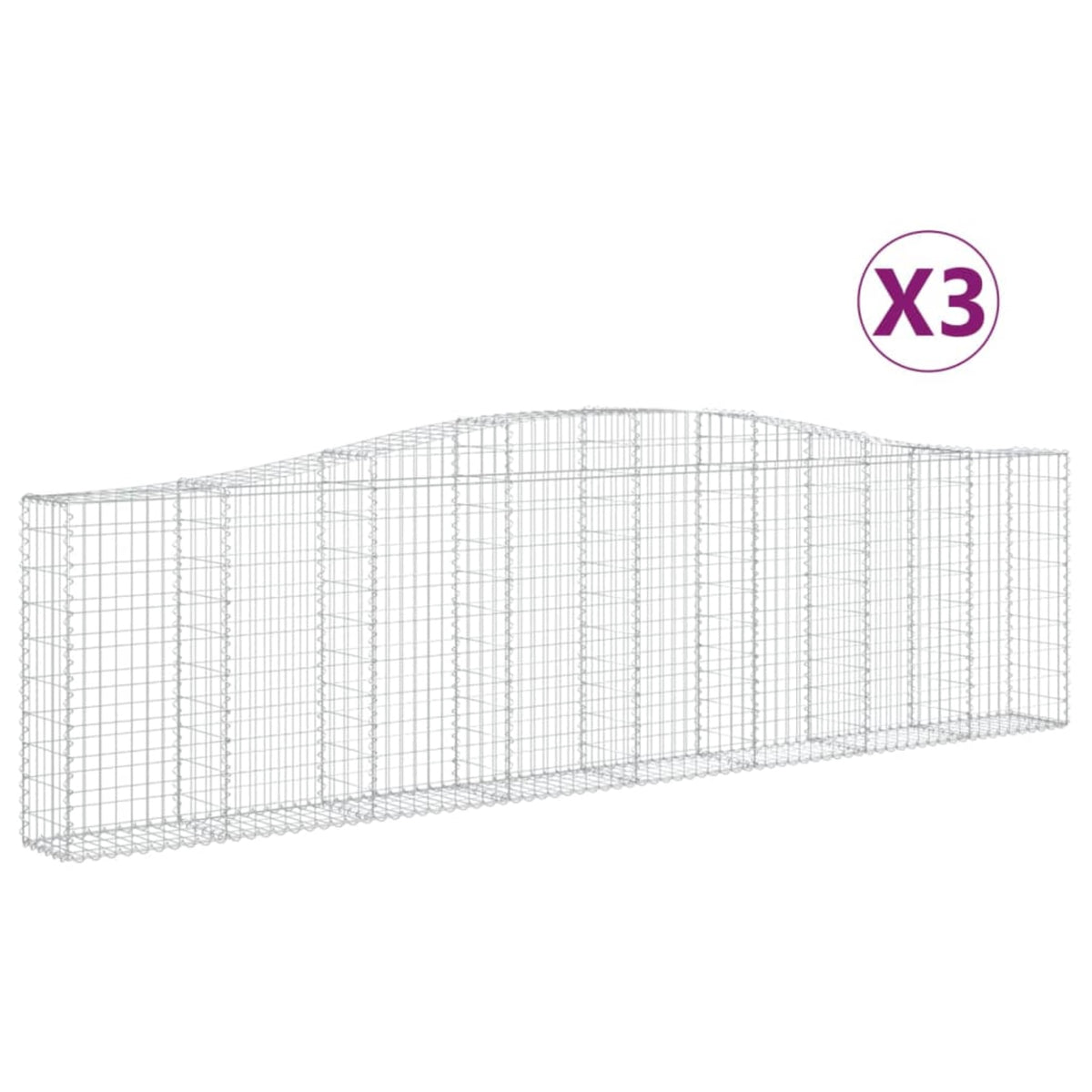 Vidaxl Arched Gabion Baskets 3 Pcs 157.5'X11.8'X39.4'/47.2' Galvanized Iron
