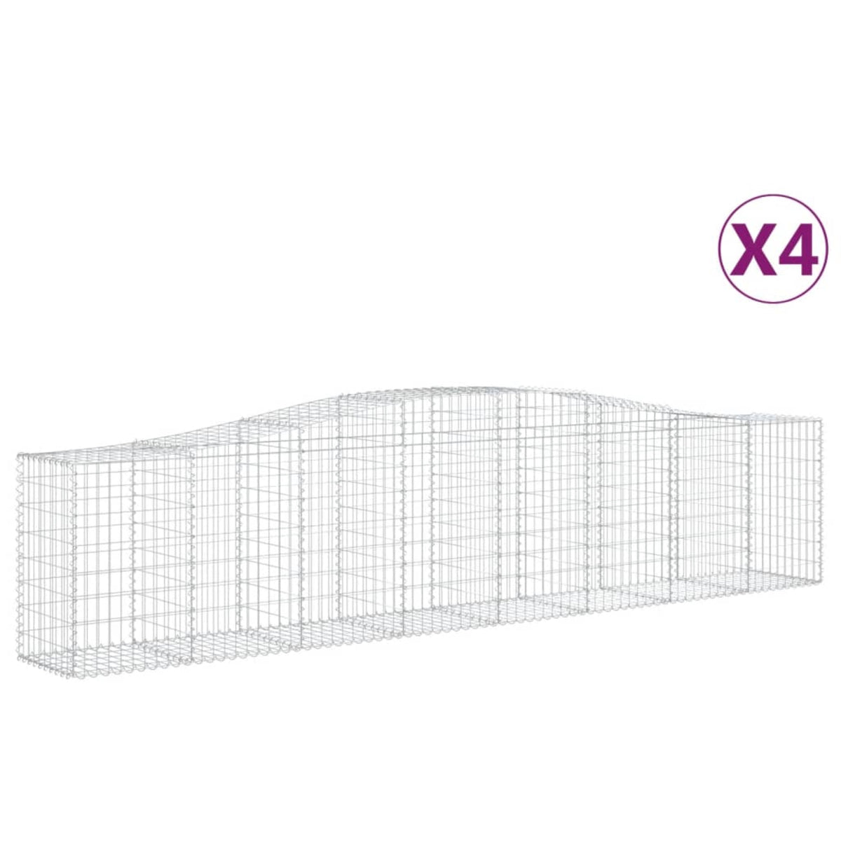 Vidaxl Arched Gabion Baskets 4 Pcs 157.5'X19.7'X31.5'/39.4' Galvanized Iron