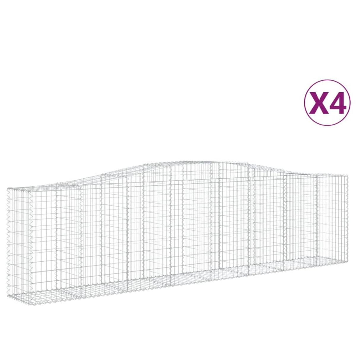 Vidaxl Arched Gabion Baskets 4 Pcs 157.5'X19.7'X39.4'/47.2' Galvanized Iron