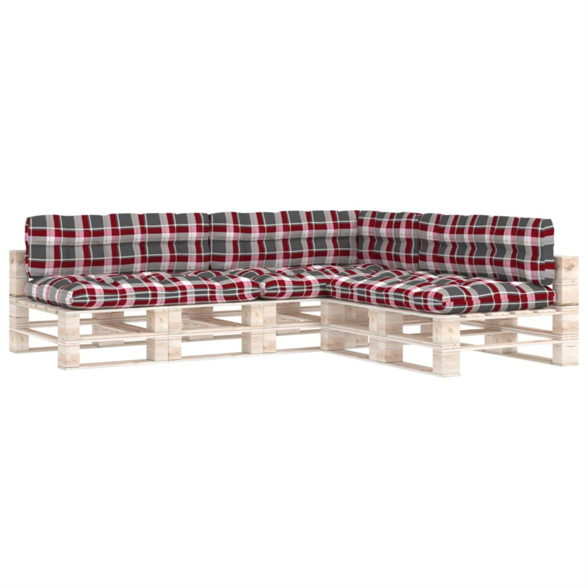 Vidaxl Pallet Sofa Cushions 7 Pcs Red Check Pattern