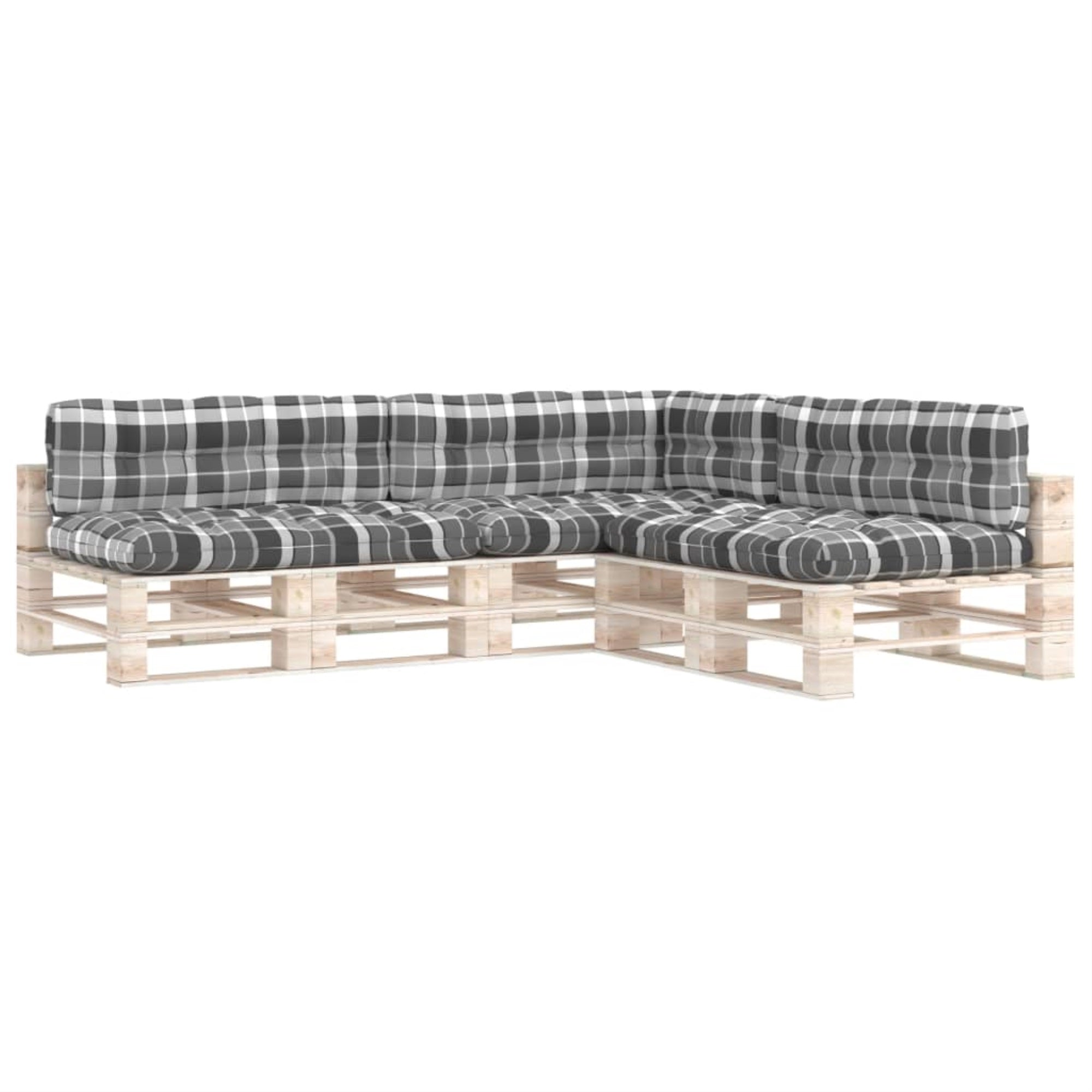 Vidaxl Pallet Sofa Cushions 7 Pcs Gray Check Pattern