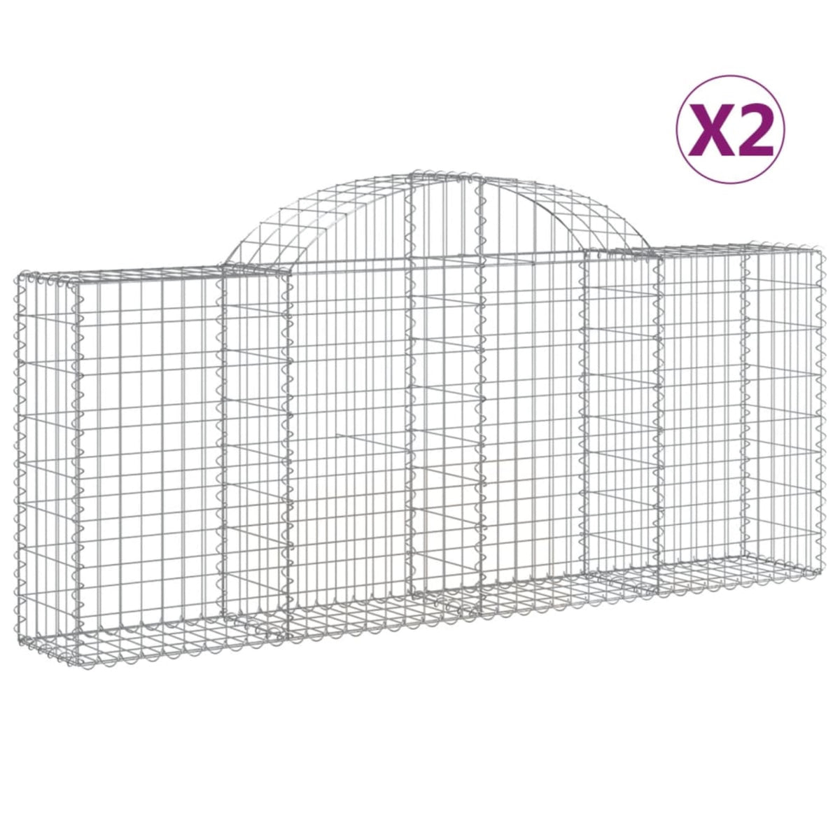 Vidaxl Arched Gabion Baskets 2 Pcs 78.7'X11.8'X31.5'/39.4' Galvanized Iron