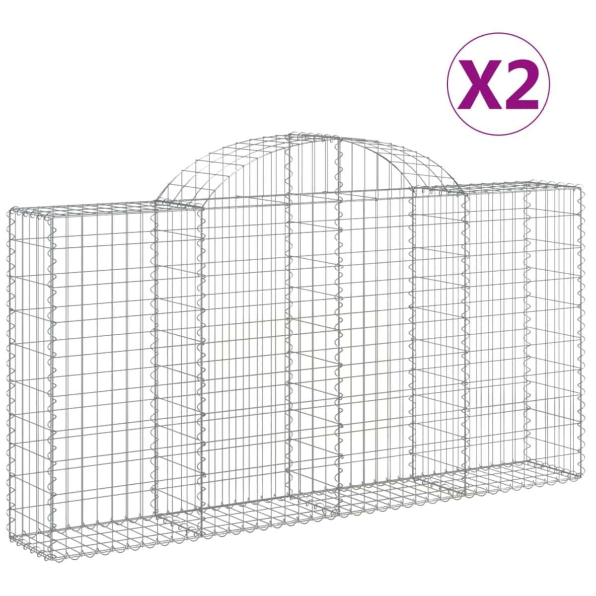 Vidaxl Arched Gabion Baskets 2 Pcs 78.7'X11.8'X39.4'/47.2' Galvanized Iron
